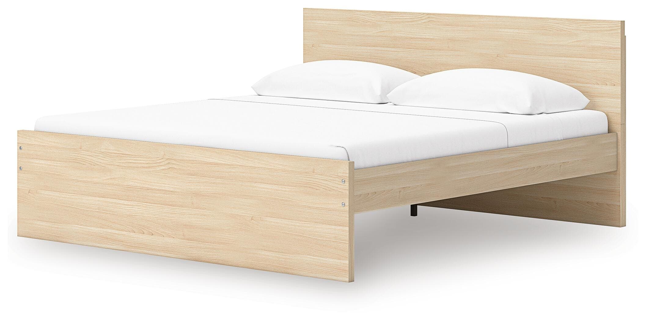 Onita King Panel Platform Bed with 1 Side Storage — Natural — view 6