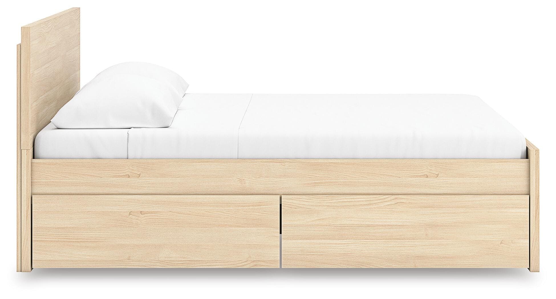 Onita King Panel Platform Bed with 1 Side Storage — Natural — view 7