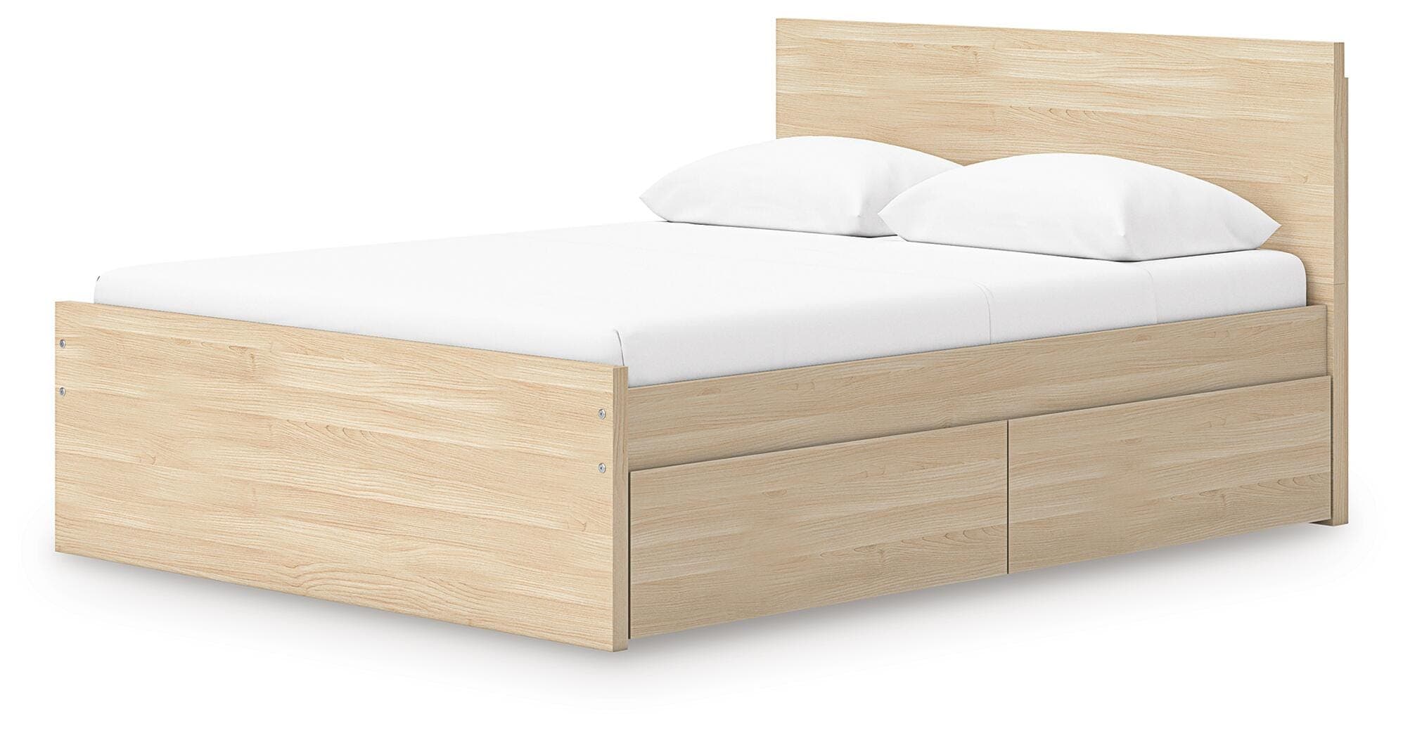 Onita Full Panel Platform Bed with 2 Side Storage — Natural — view 6