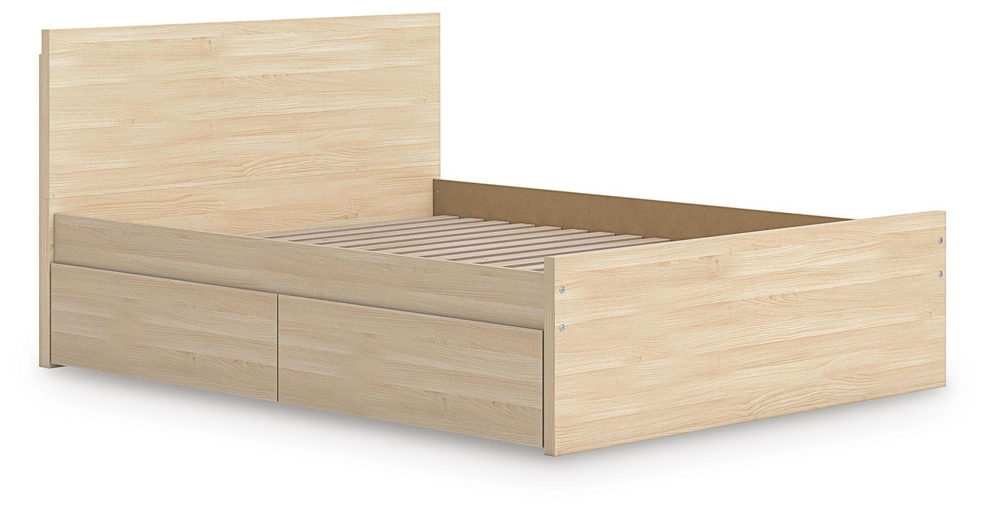 Onita Full Panel Platform Bed with 2 Side Storage — Natural — view 4