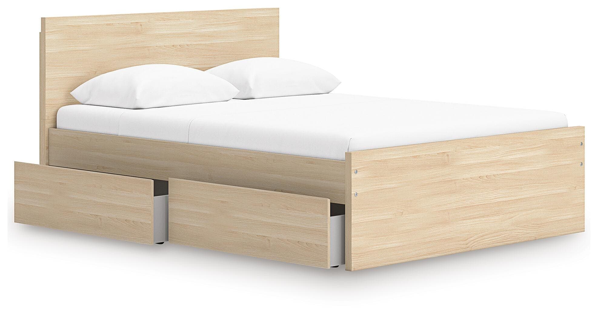 Onita Full Panel Platform Bed with 2 Side Storage — Natural — view 3