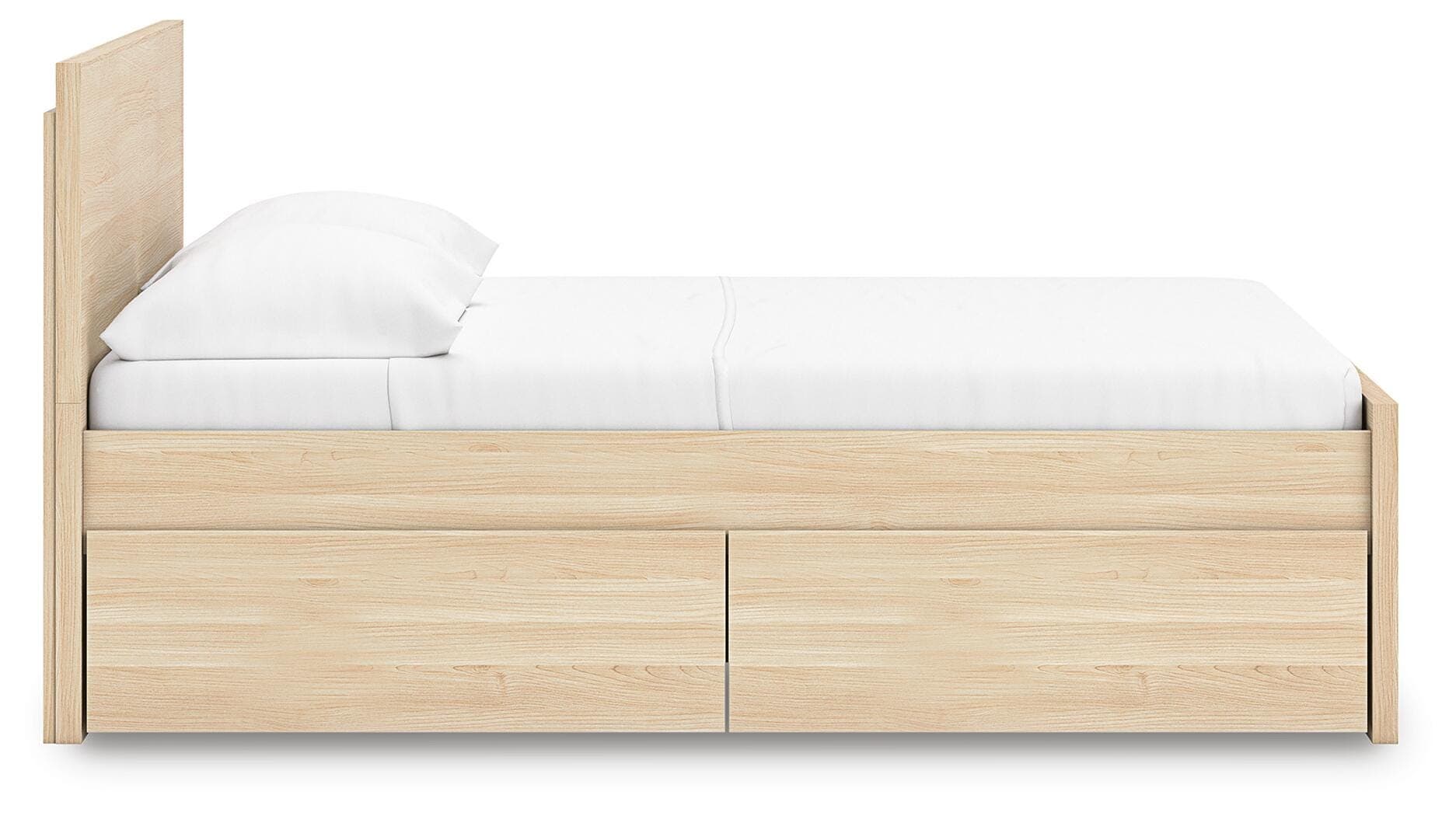 Onita Full Panel Platform Bed with 1 Side Storage — Natural — view 7