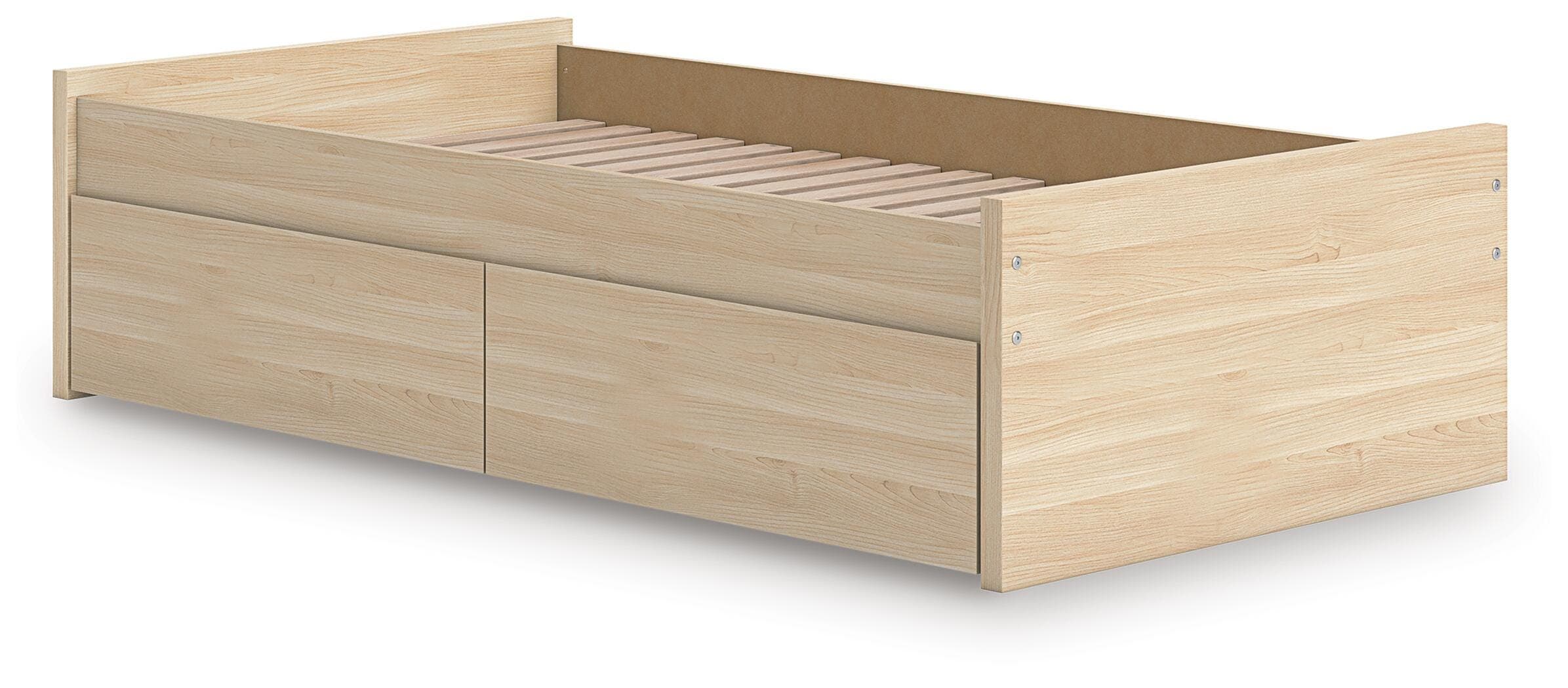 Onita Twin Platform Bed with 1 Side Storage — Natural — view 4