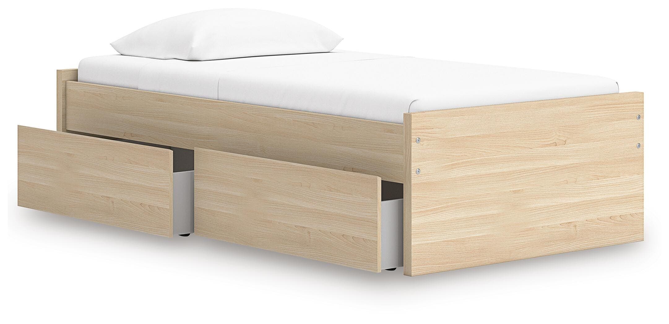 Onita Twin Platform Bed with 1 Side Storage — Natural — view 3
