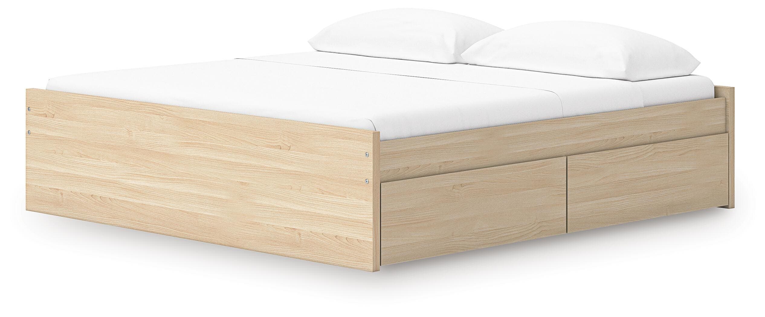 Onita King Platform Bed with 2 Side Storage — Natural — view 6