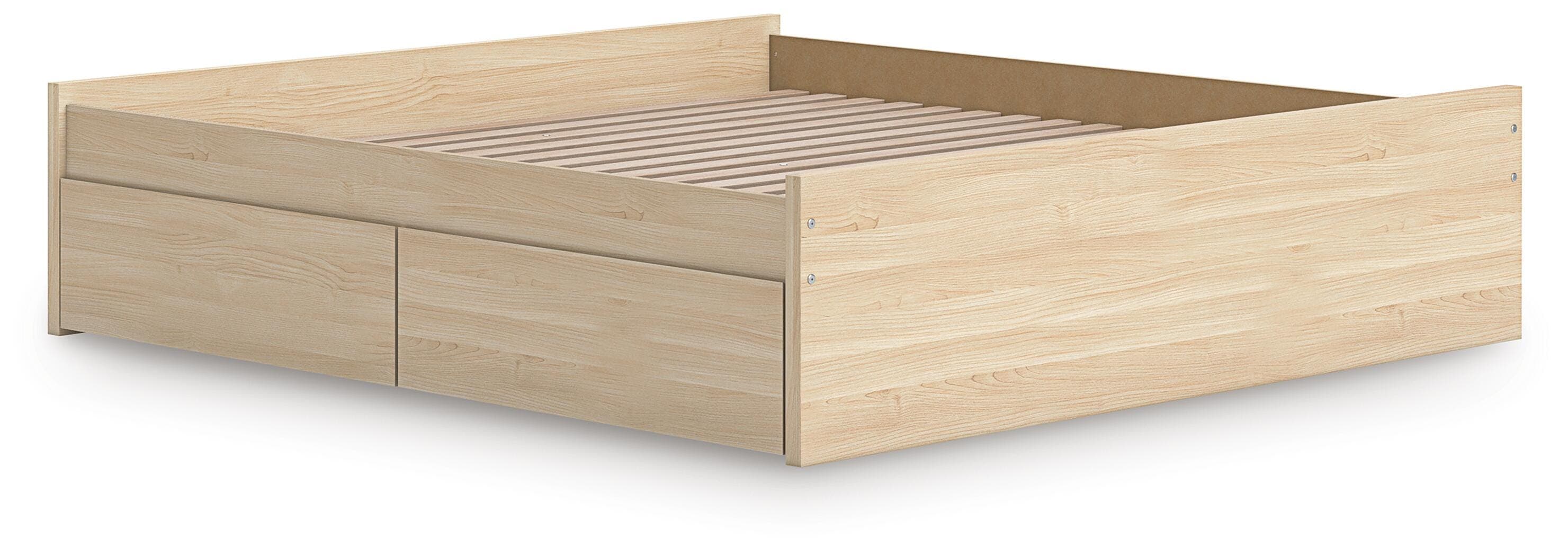 Onita King Platform Bed with 2 Side Storage — Natural — view 4
