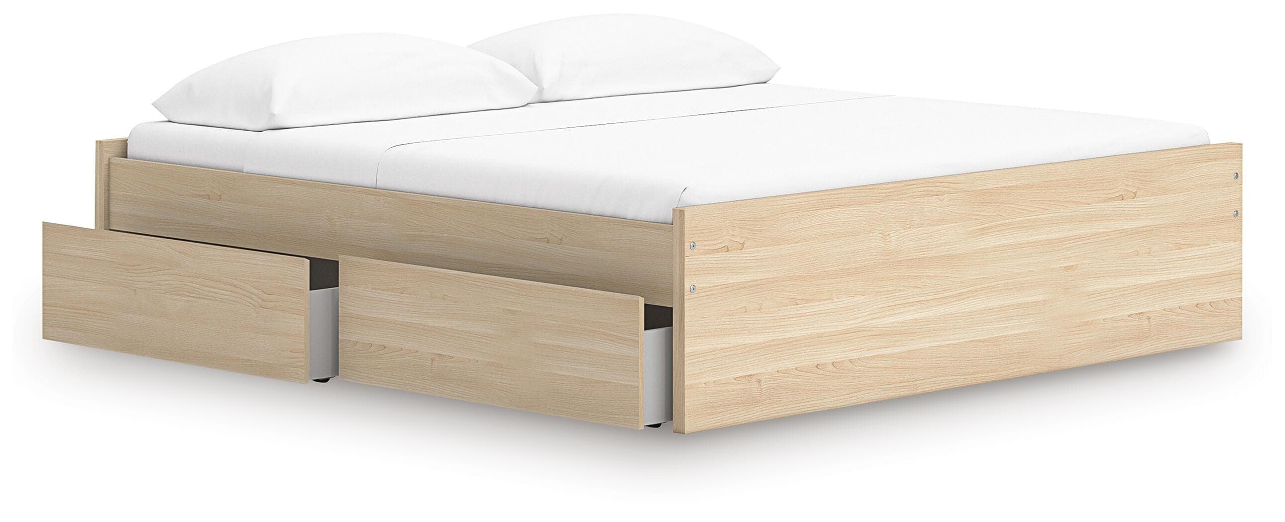 Onita King Platform Bed with 2 Side Storage — Natural — view 3