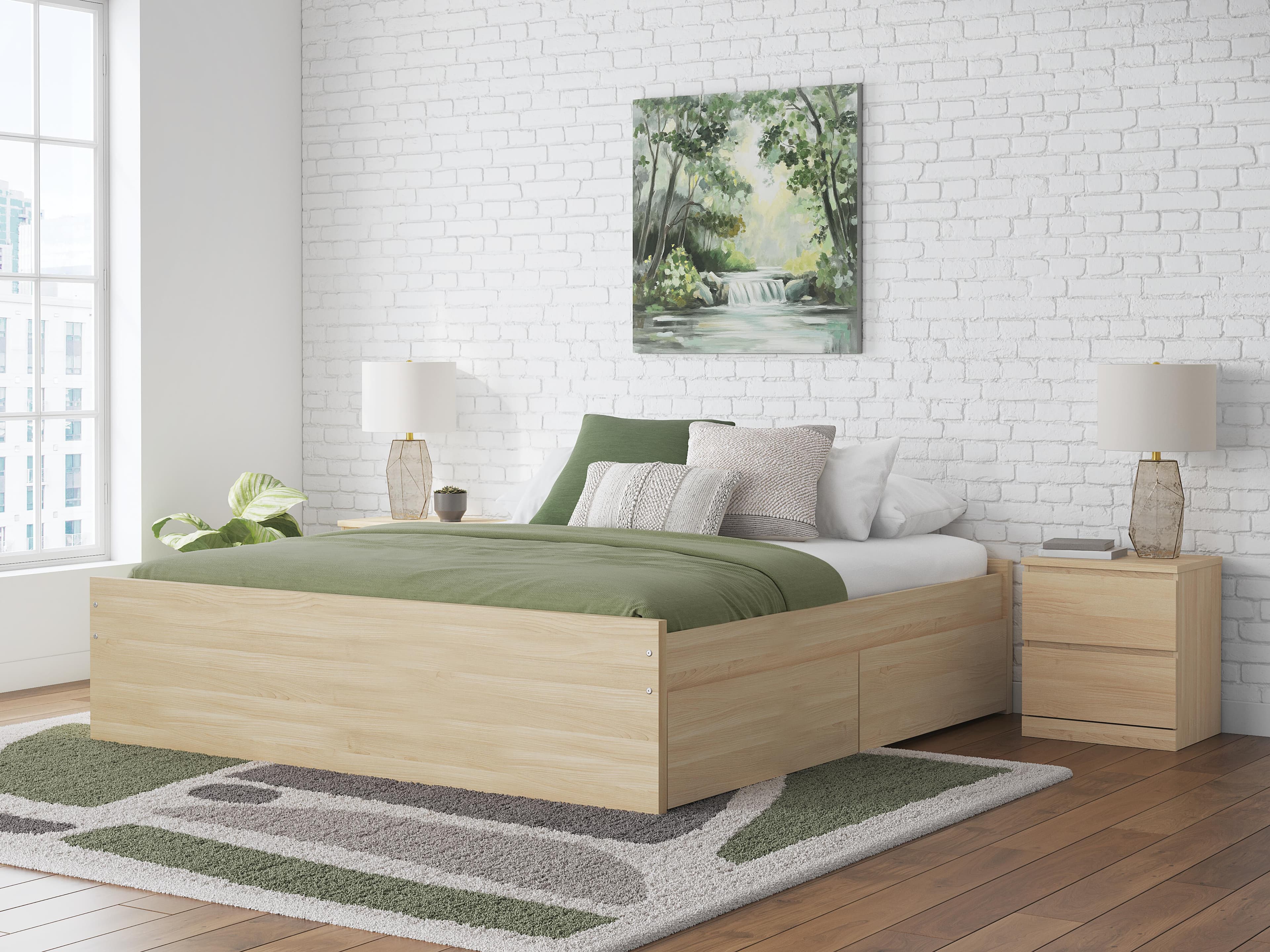 Onita King Platform Bed with 2 Side Storage — Natural — view 2