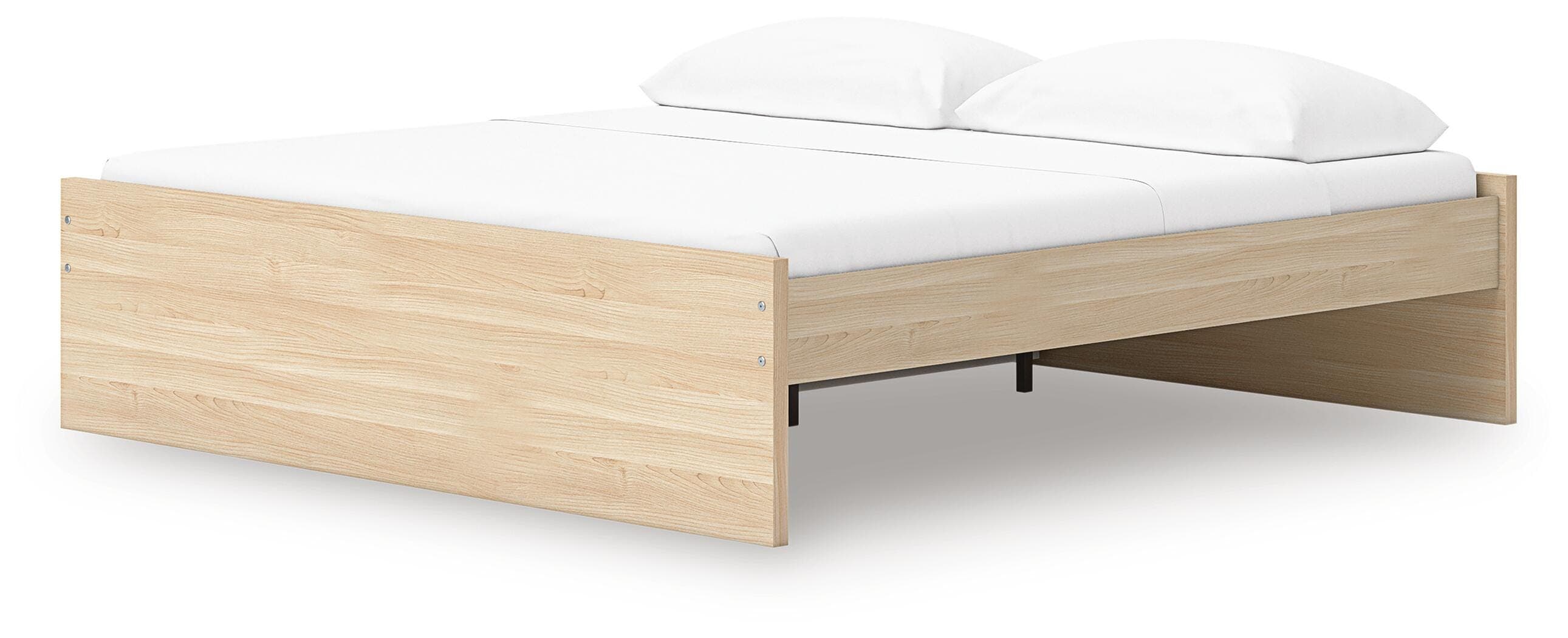 Onita King Platform Bed with 1 Side Storage — Natural — view 3