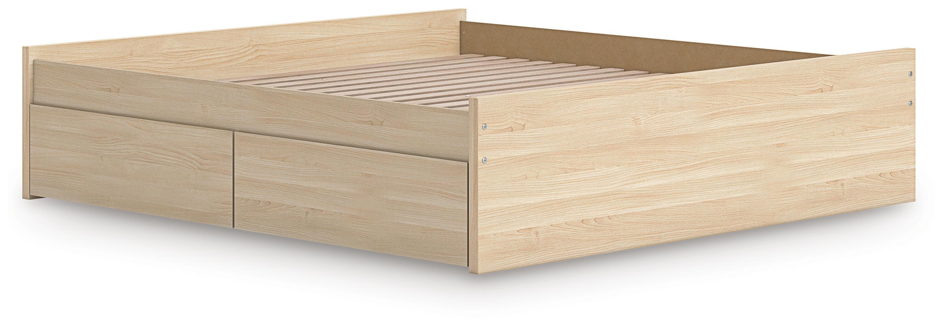 Onita King Platform Bed with 1 Side Storage — Natural — view 4