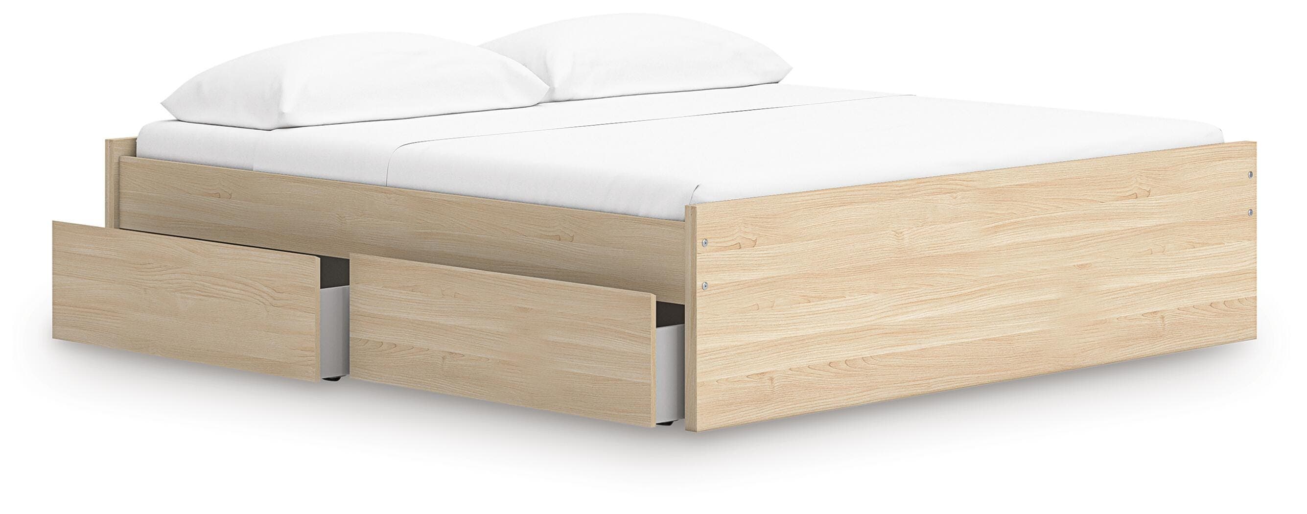Onita King Platform Bed with 1 Side Storage — Natural — view 5
