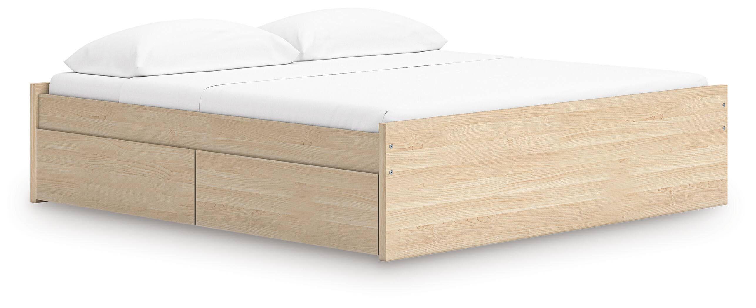 Onita King Platform Bed with 1 Side Storage — Natural — Elite Furniture Cincinnati