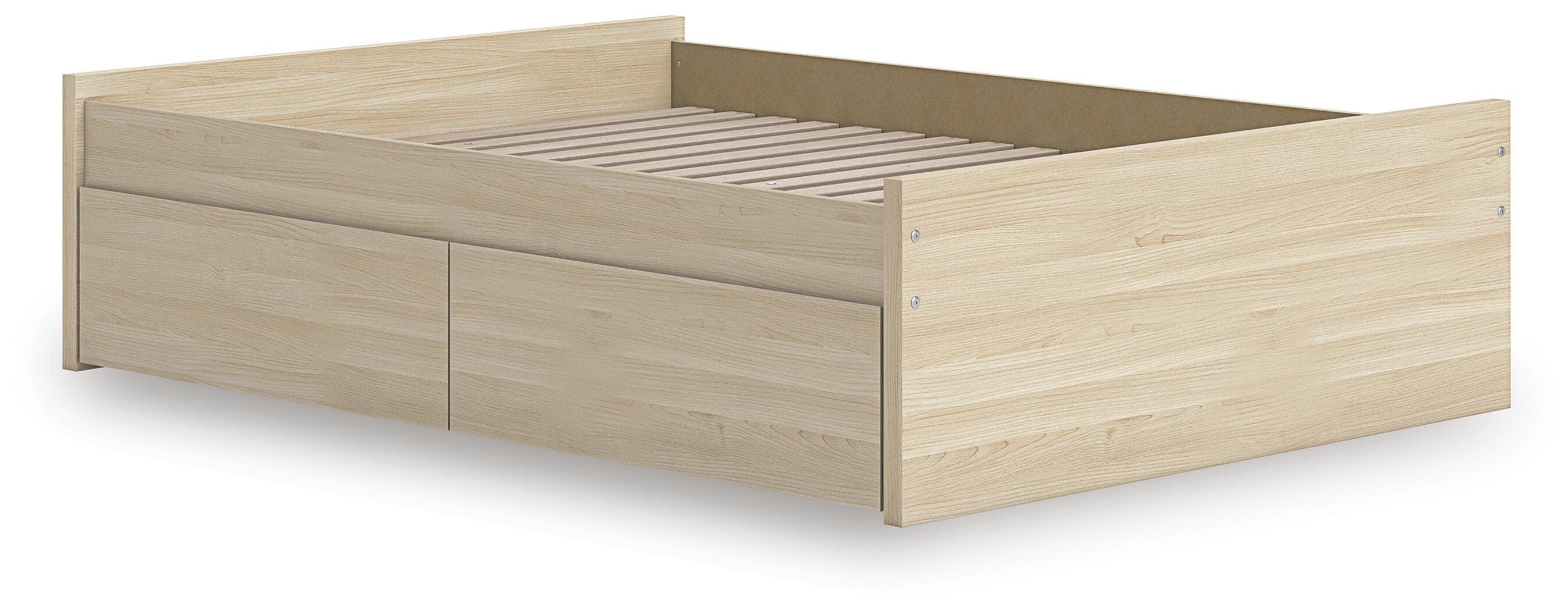 Onita Full Platform Bed with 2 Side Storage — Natural — view 4