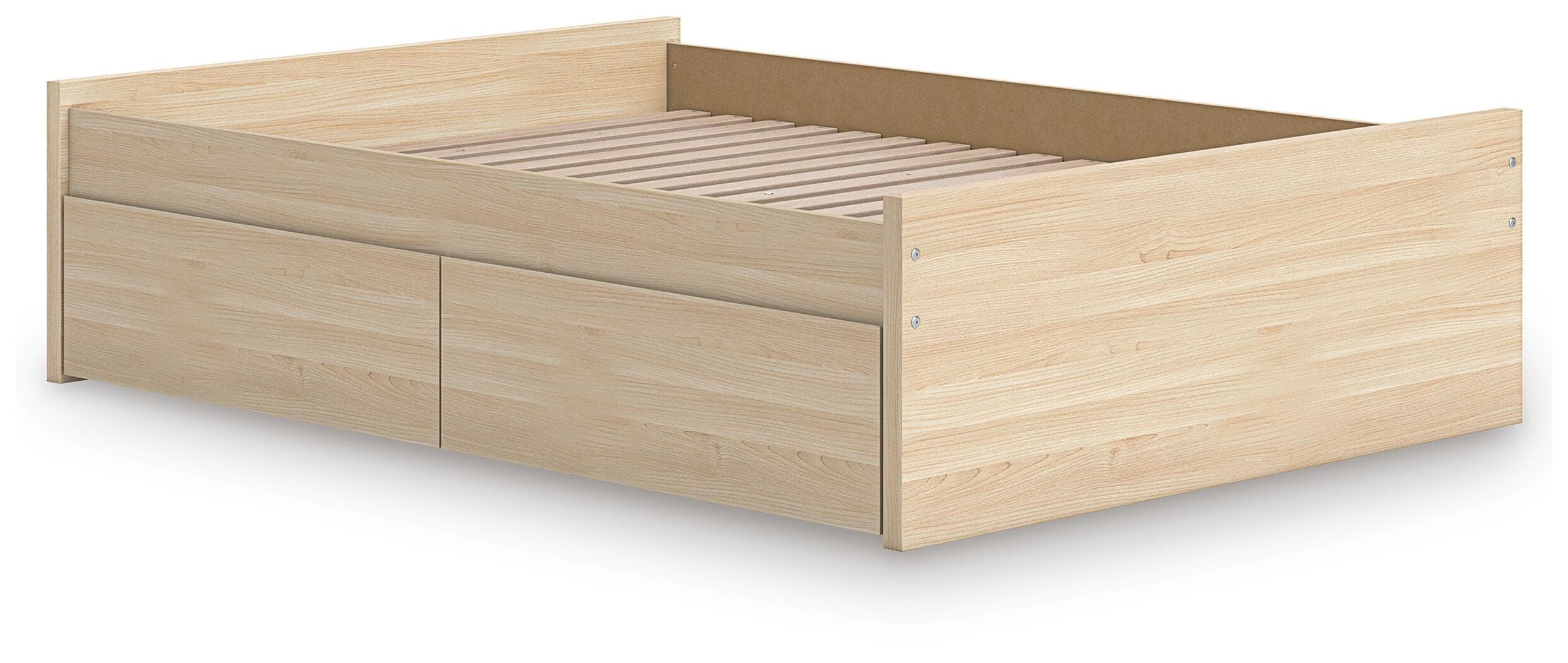 Onita Full Platform Bed with 1 Side Storage — Natural — view 4