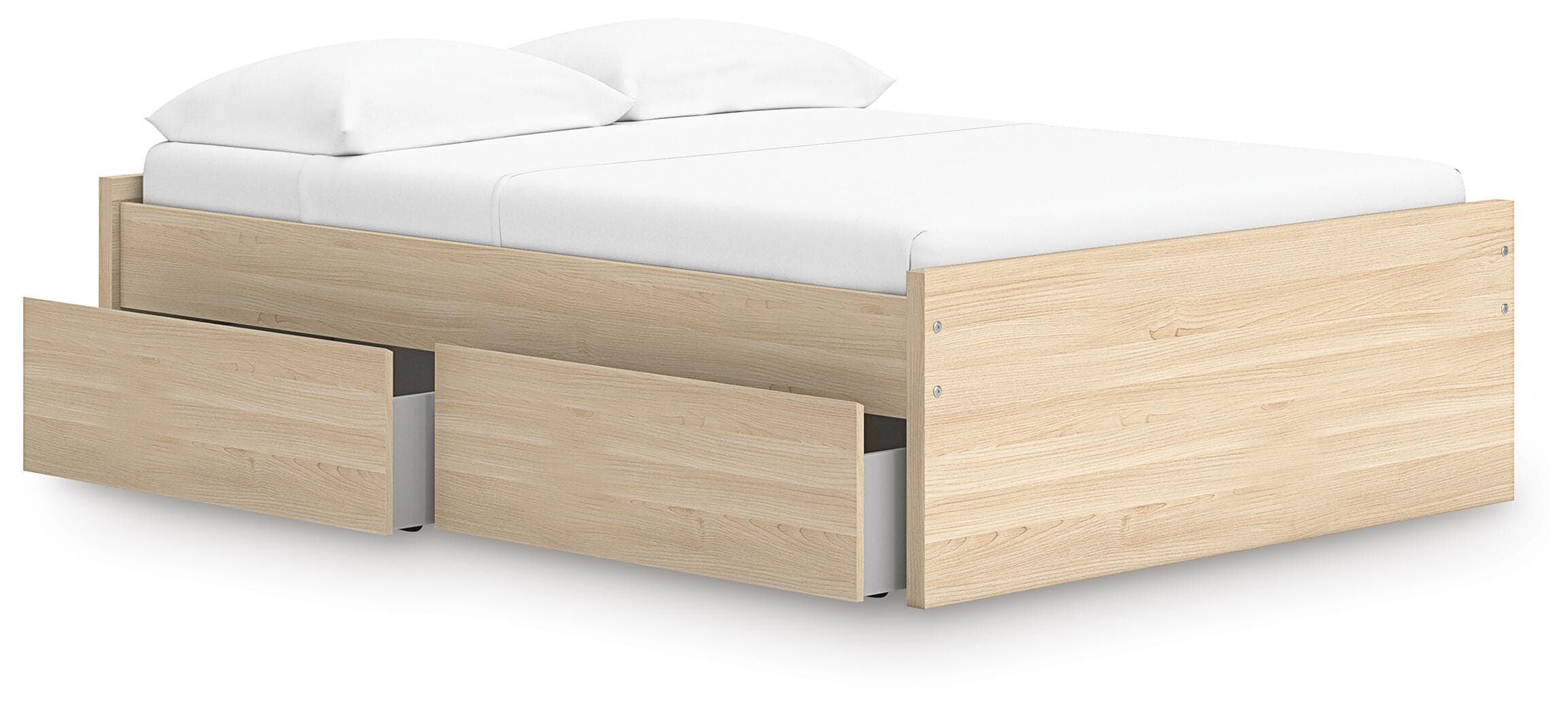 Onita Full Platform Bed with 1 Side Storage — Natural — view 3