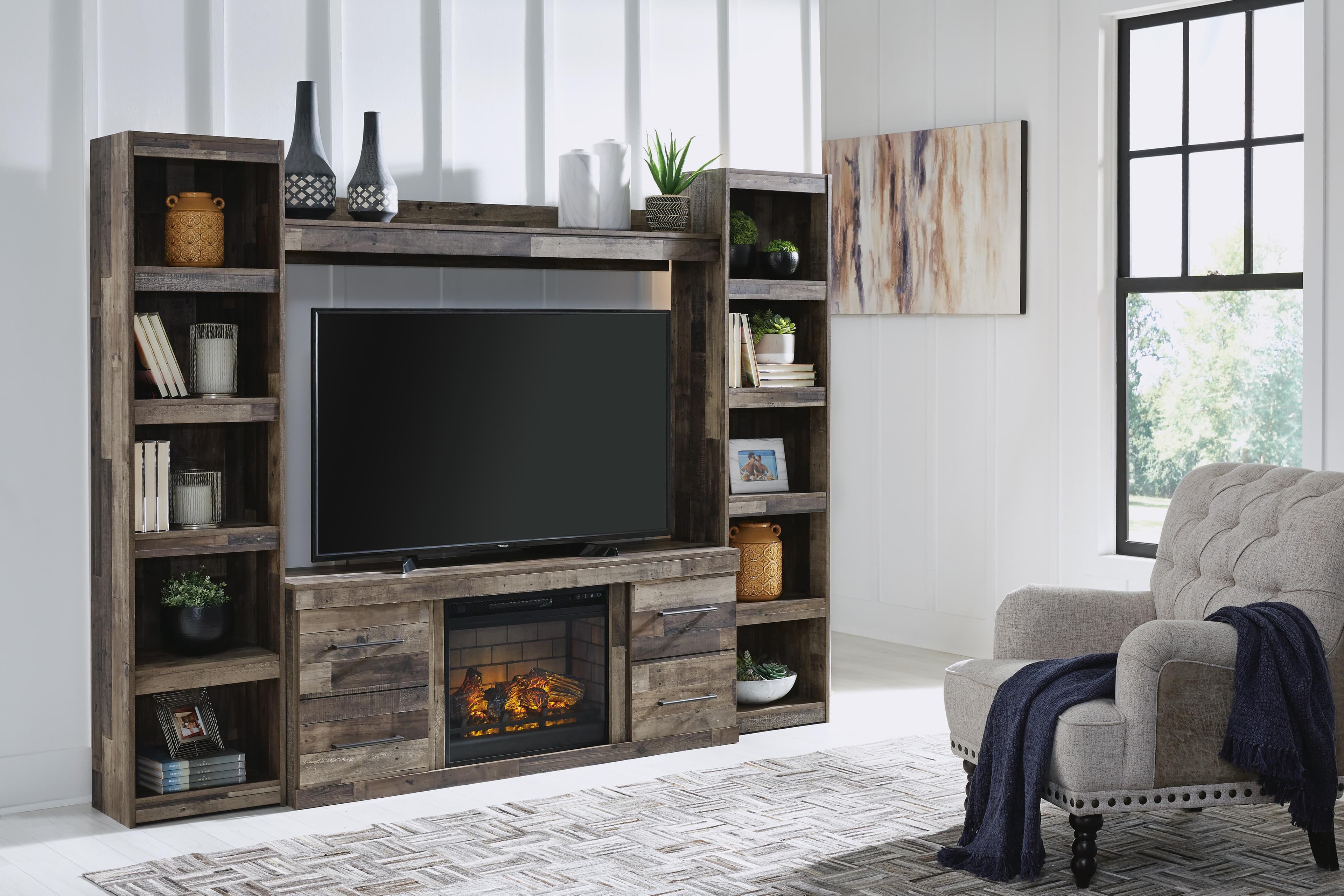 Derekson 4-Piece Entertainment Center — Black/Gray — view 2