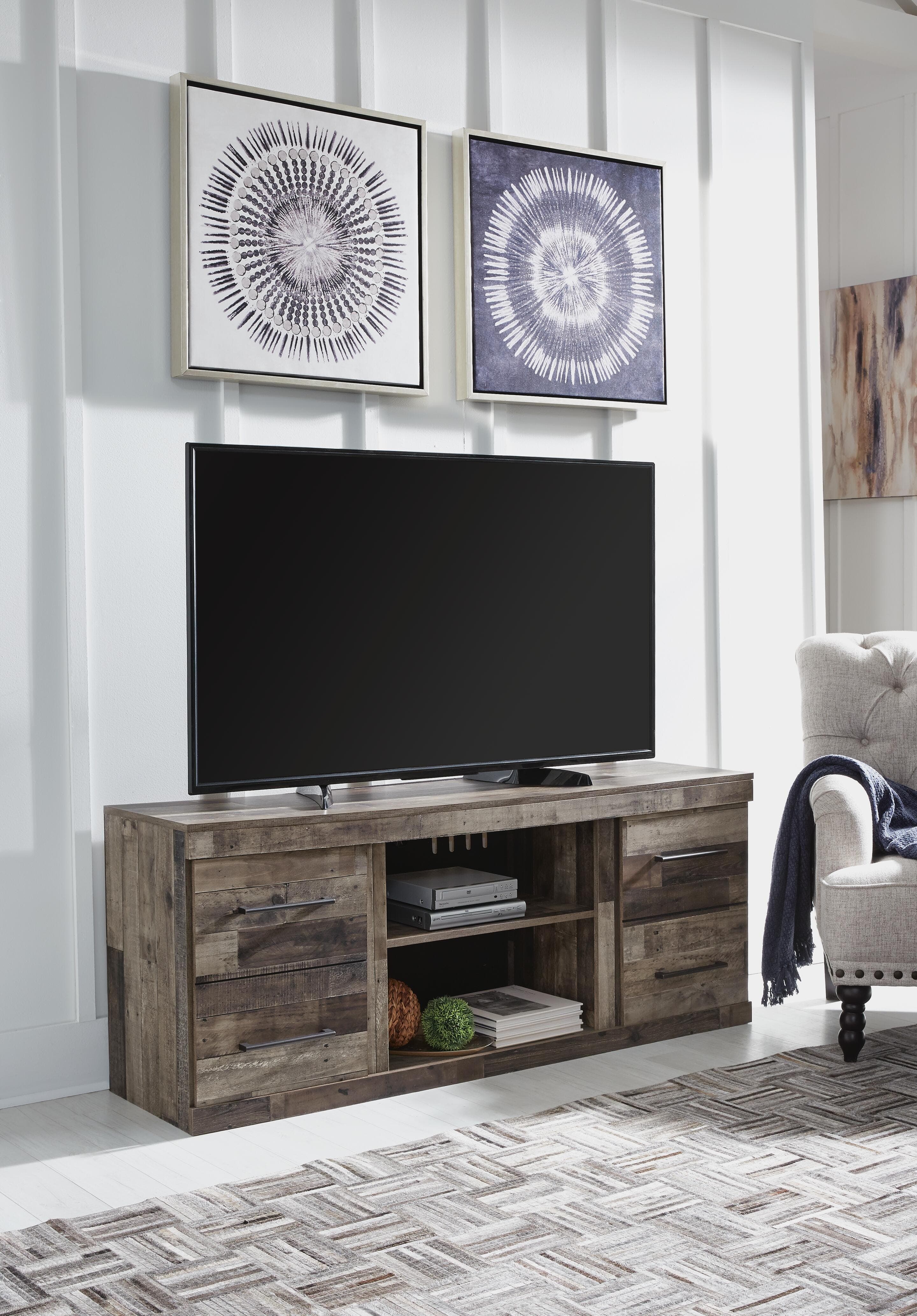 Derekson 60" TV Stand — Black/Gray & Brown/Beige — view 2
