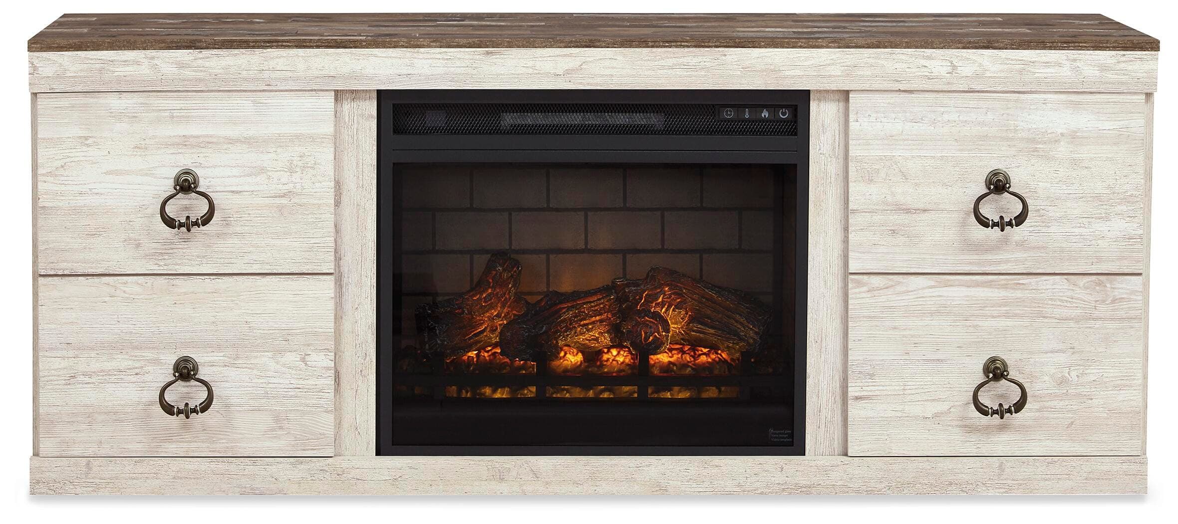 Willowton TV Stand with Electric Fireplace — White — view 2