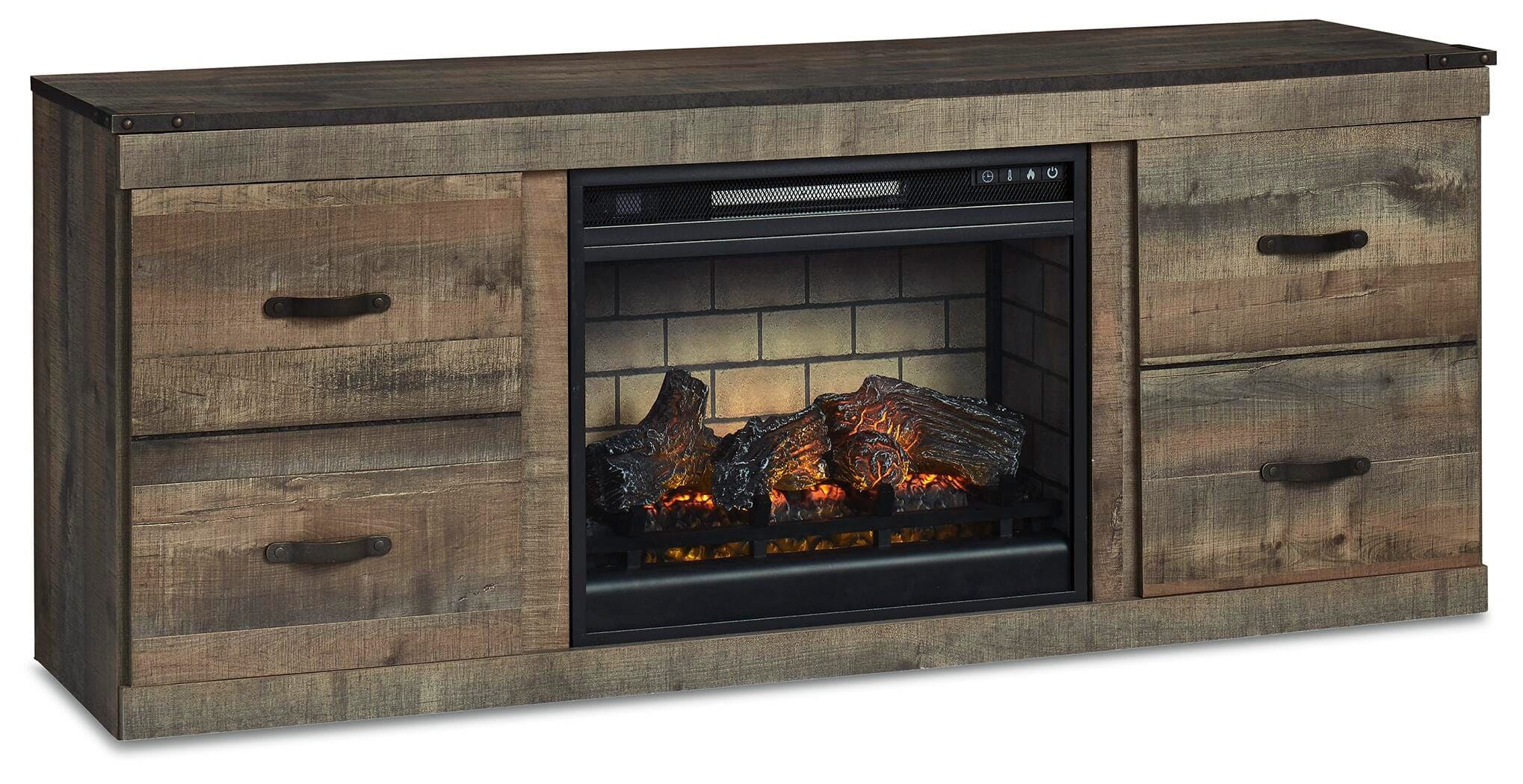 Trinell TV Stand with Electric Fireplace — Brown/Beige — view 3