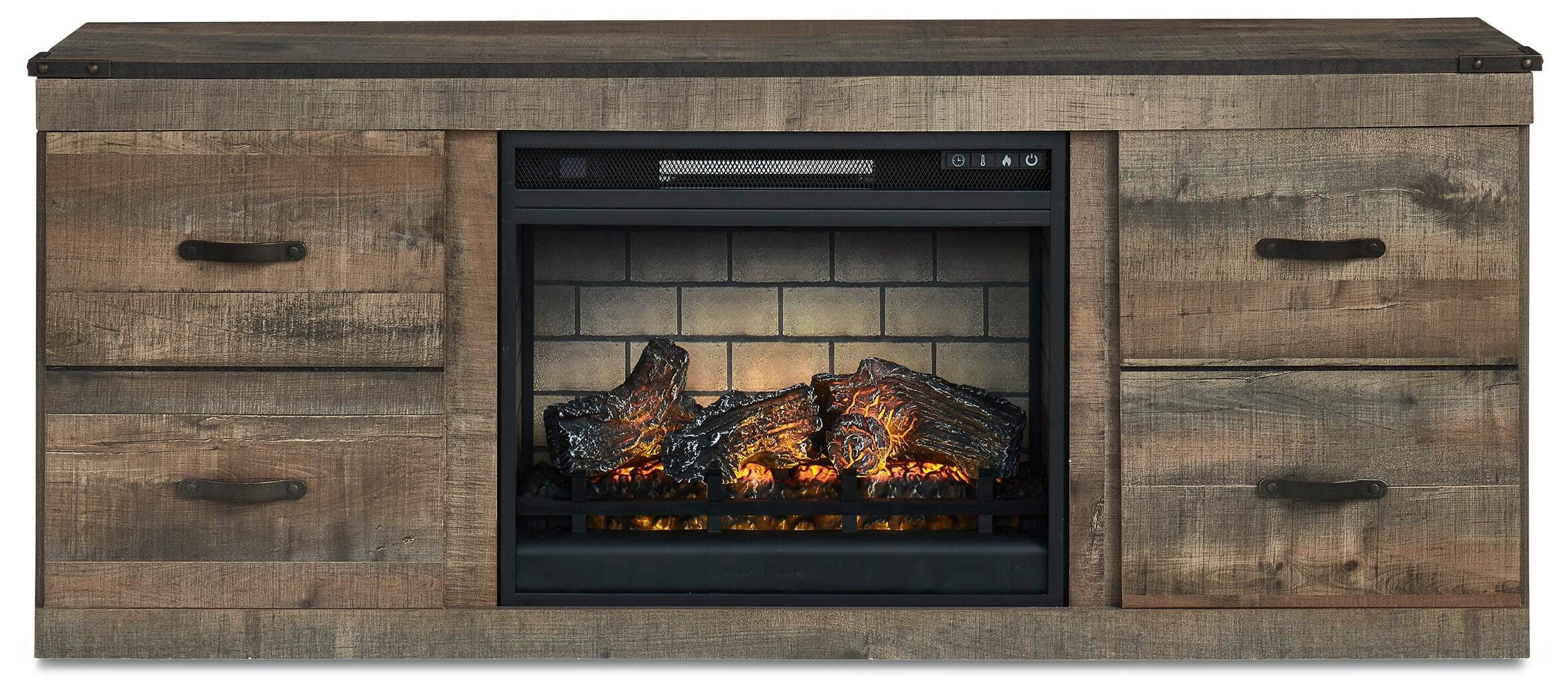 Trinell TV Stand with Electric Fireplace — Brown/Beige — view 2