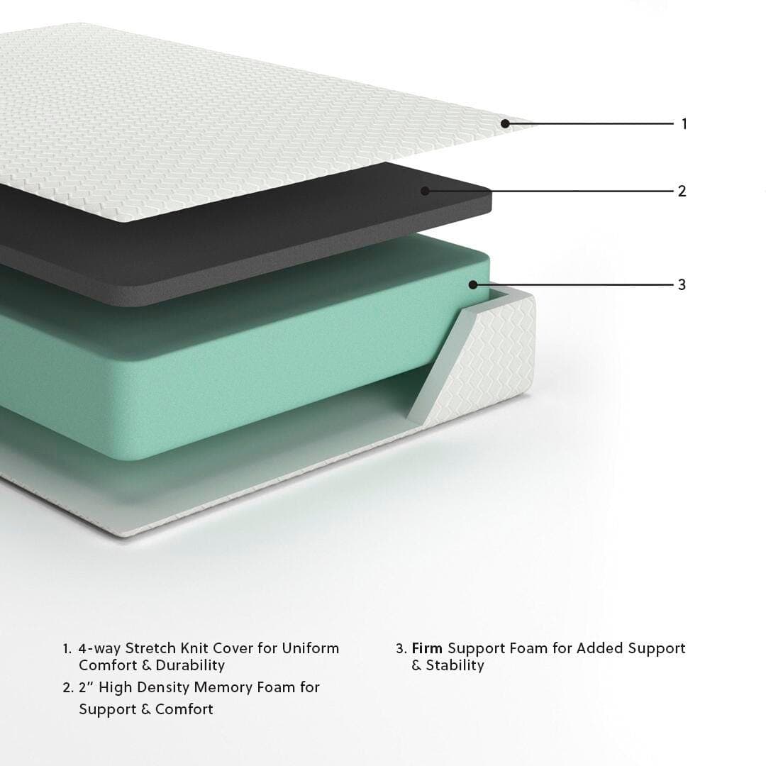 Chime 12 Inch Memory Foam Twin Mattress in a Box — White — view 3
