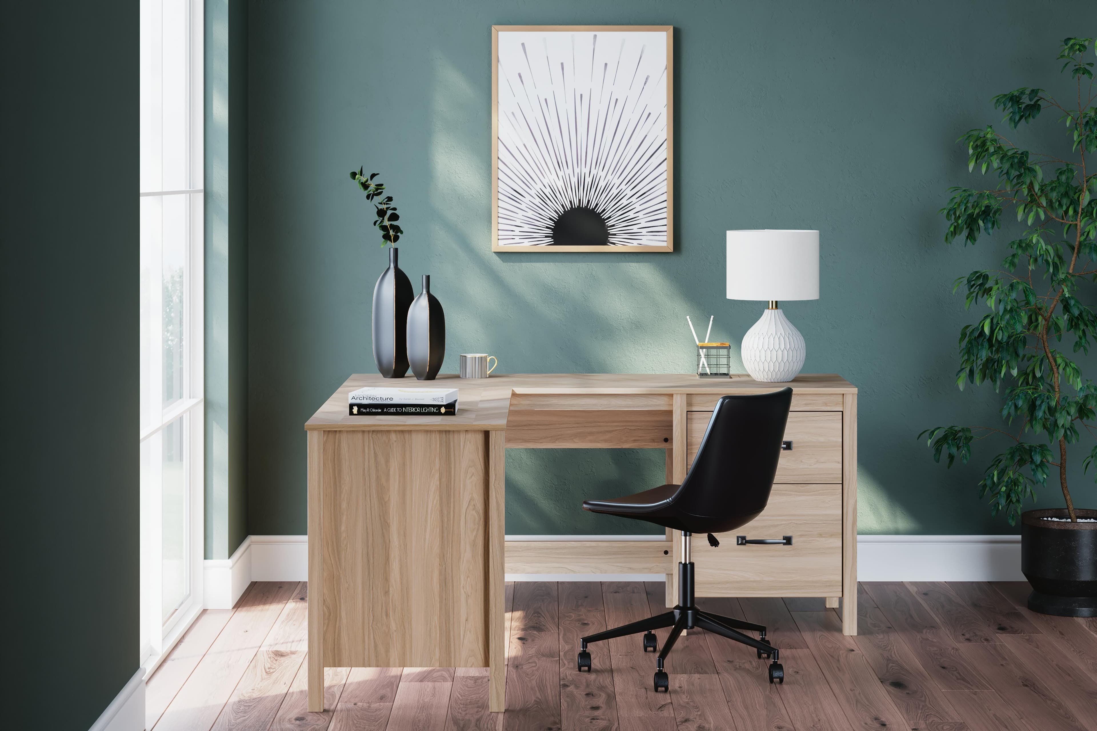 Battelle 60" Home Office Desk with Return — Brown/Beige — view 2