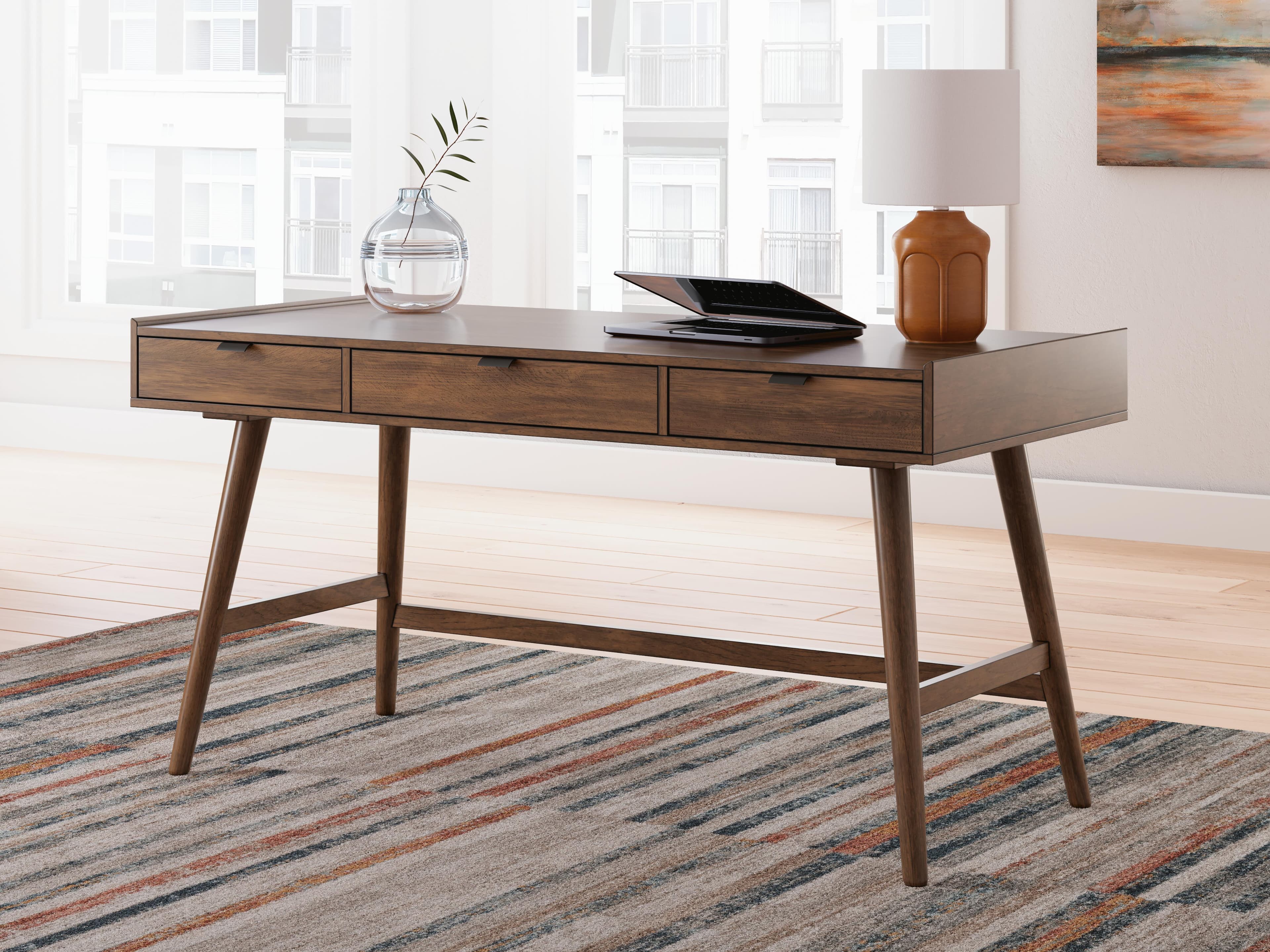 Lyncott 60" Home Office Desk — Brown/Beige — view 2