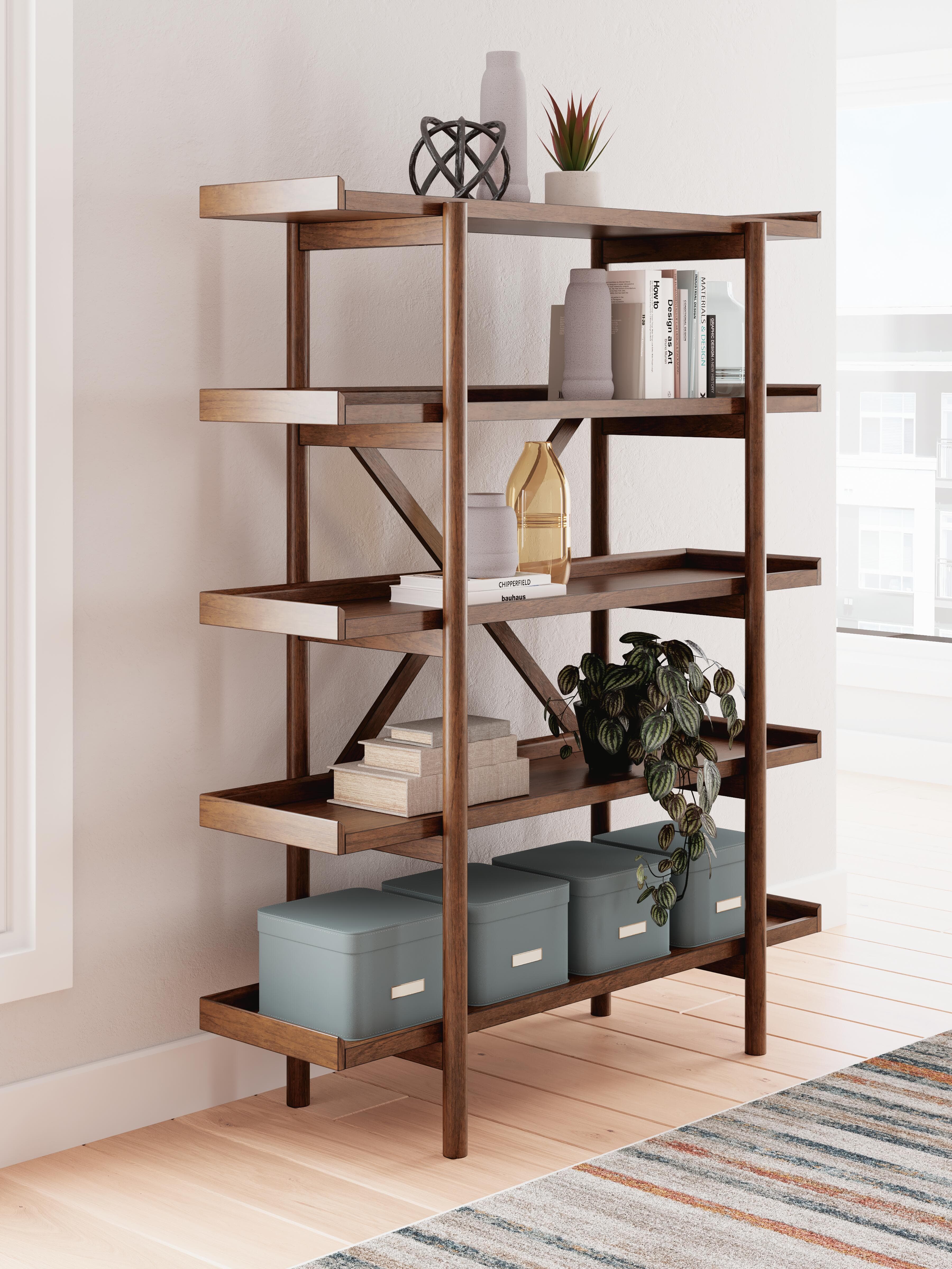 Lyncott 70" Bookcase — Brown/Beige — view 2