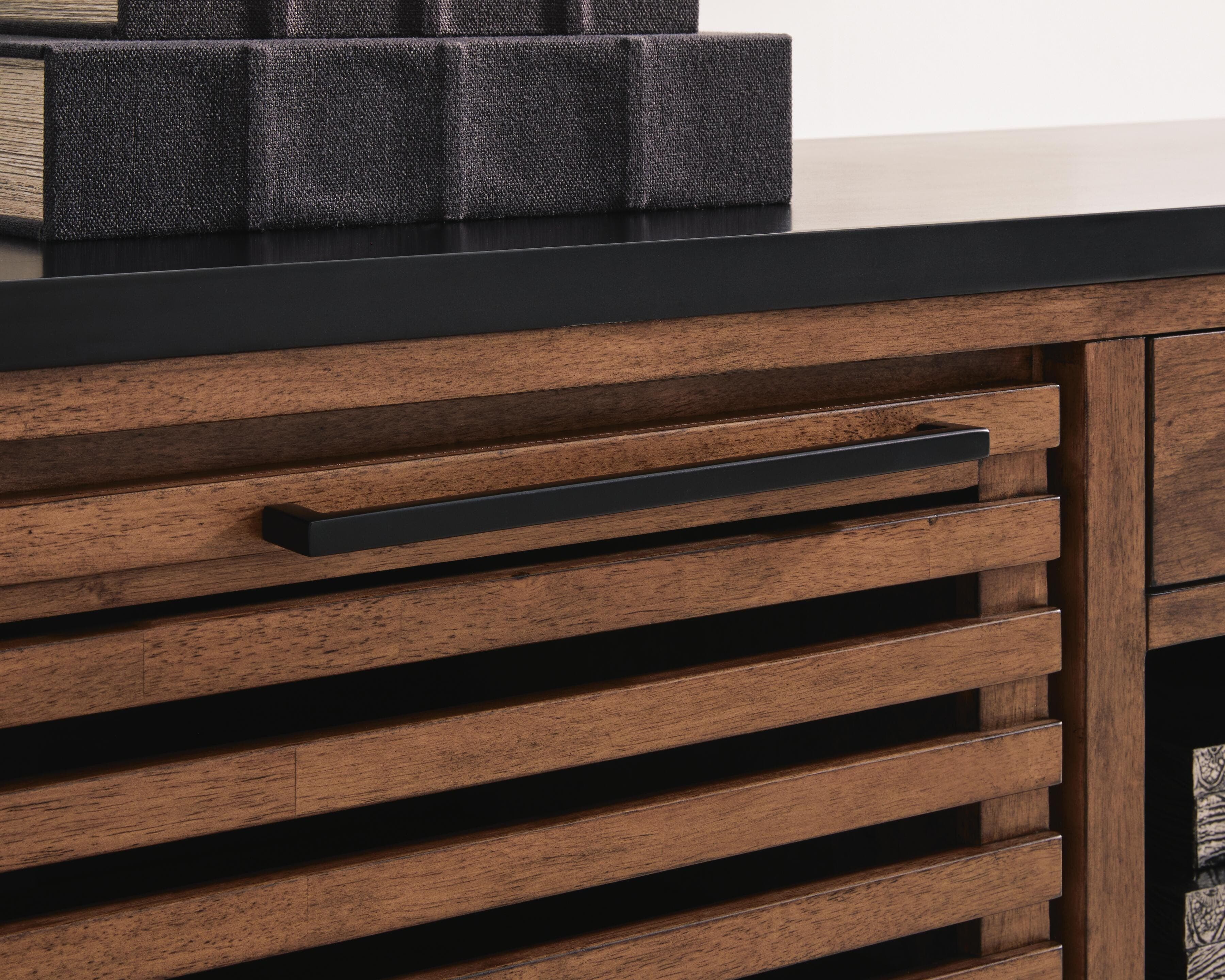 Kallari Credenza with Desk Return — Warm Brown/Black — view 7