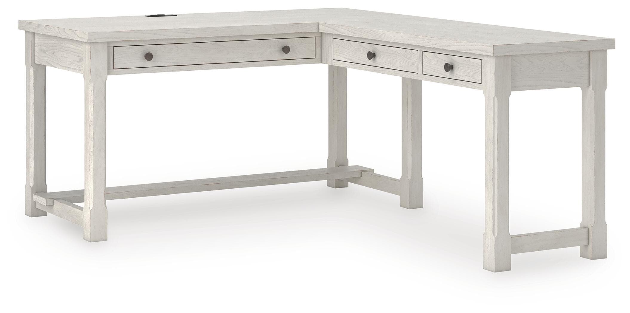 Robbinsdale L-Shaped Home Office Desk — Antique White — view 3