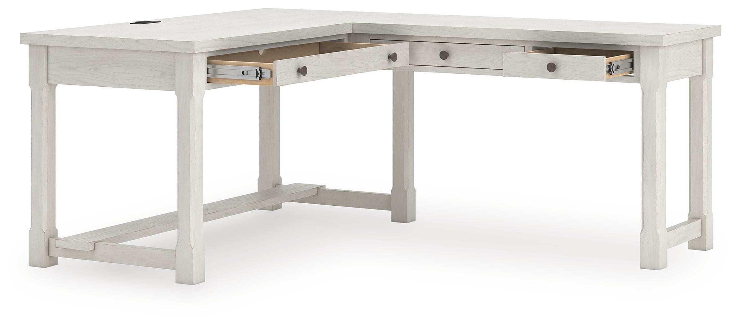 Robbinsdale L-Shaped Home Office Desk — Antique White — view 4