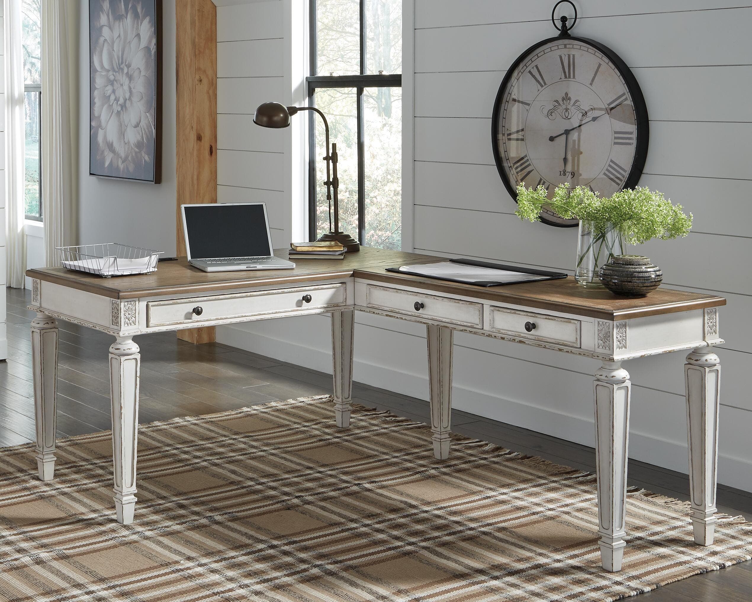 Realyn 2-Piece Home Office Desk — White — view 2