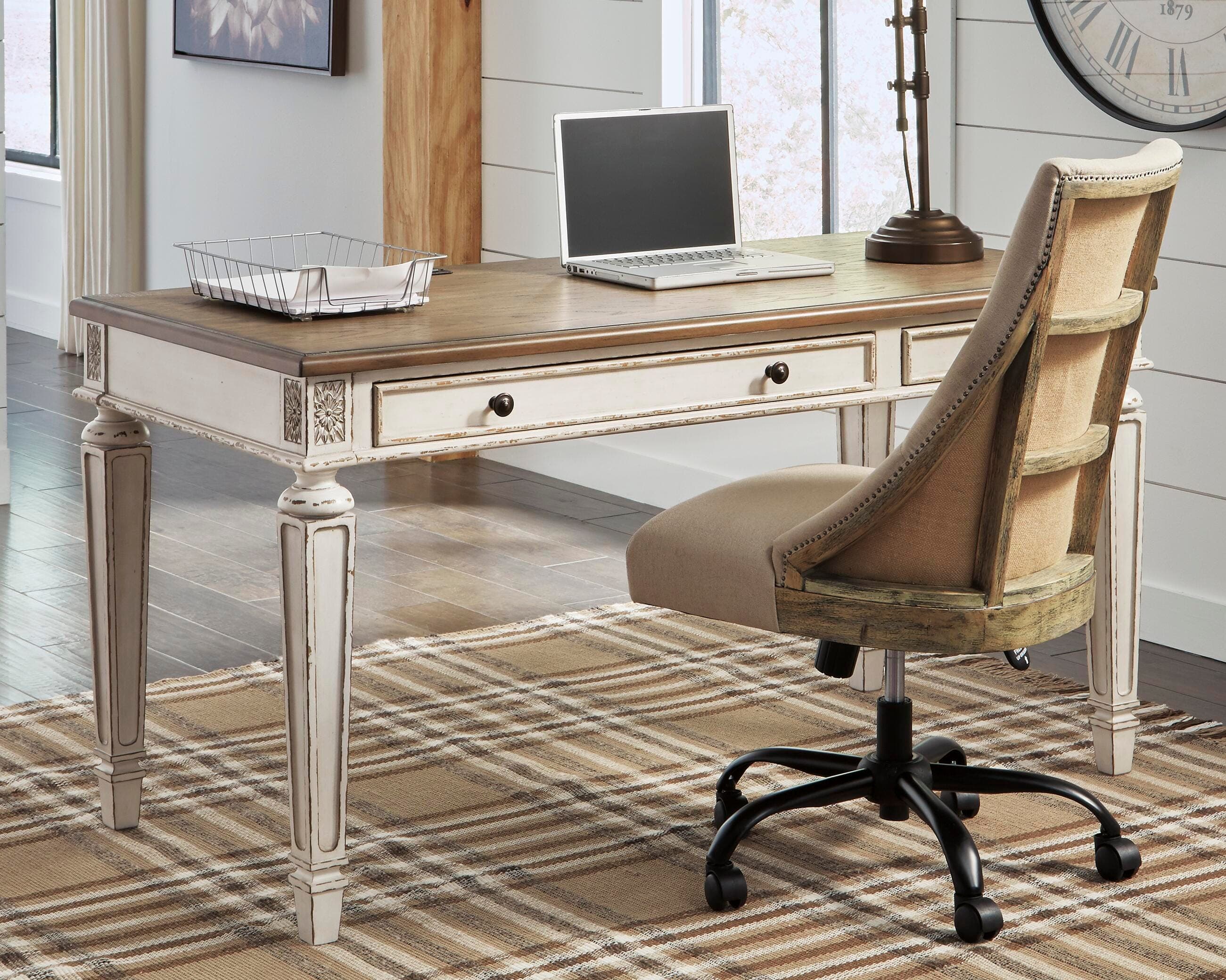 Realyn 60" Home Office Desk — White & Brown/Beige — view 6