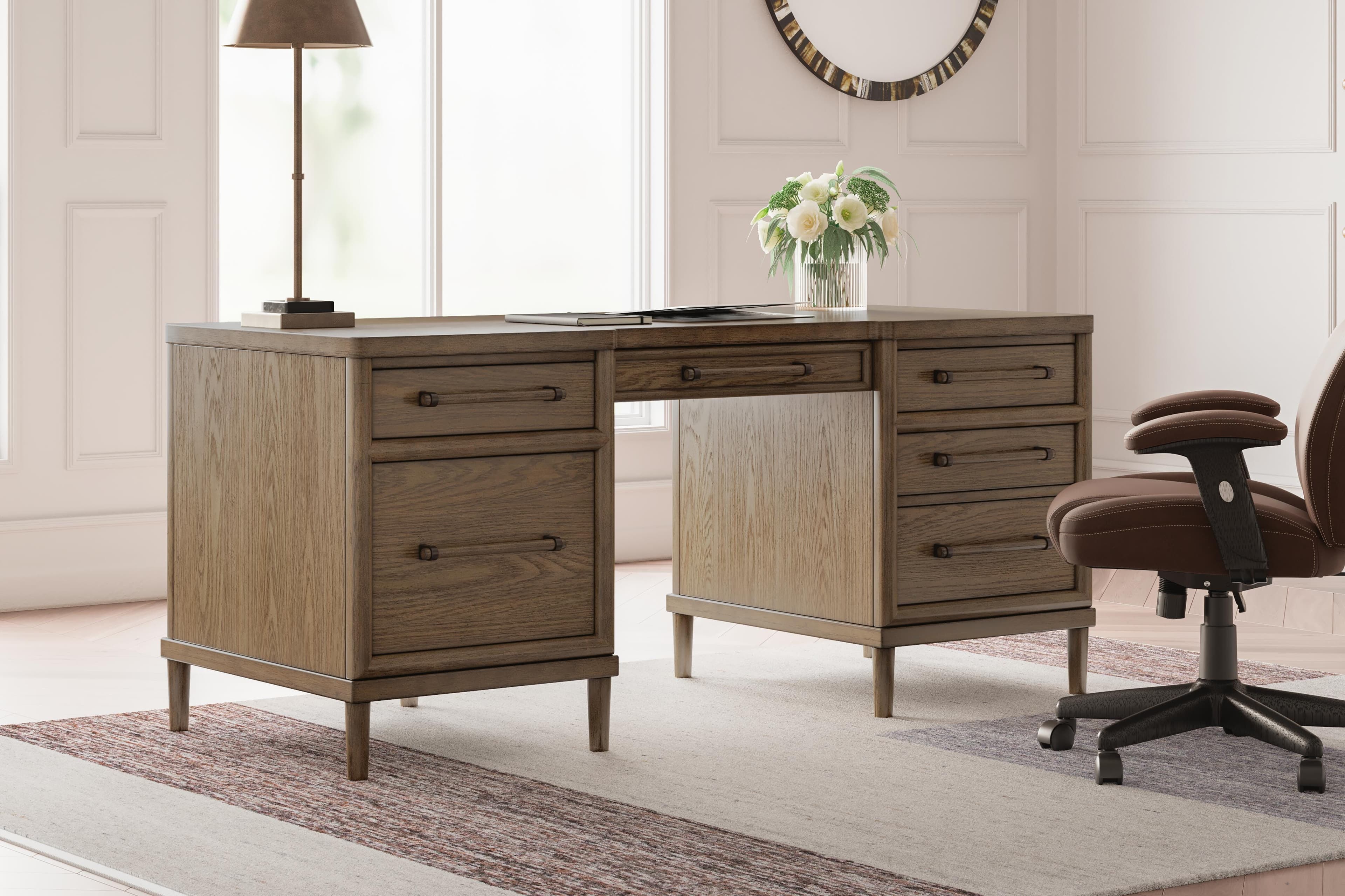 Roanhowe 68" Home Office Desk — Brown/Beige — view 2