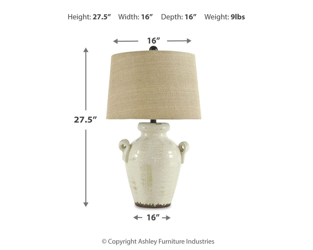 Emelda Table Lamp — White — view 3