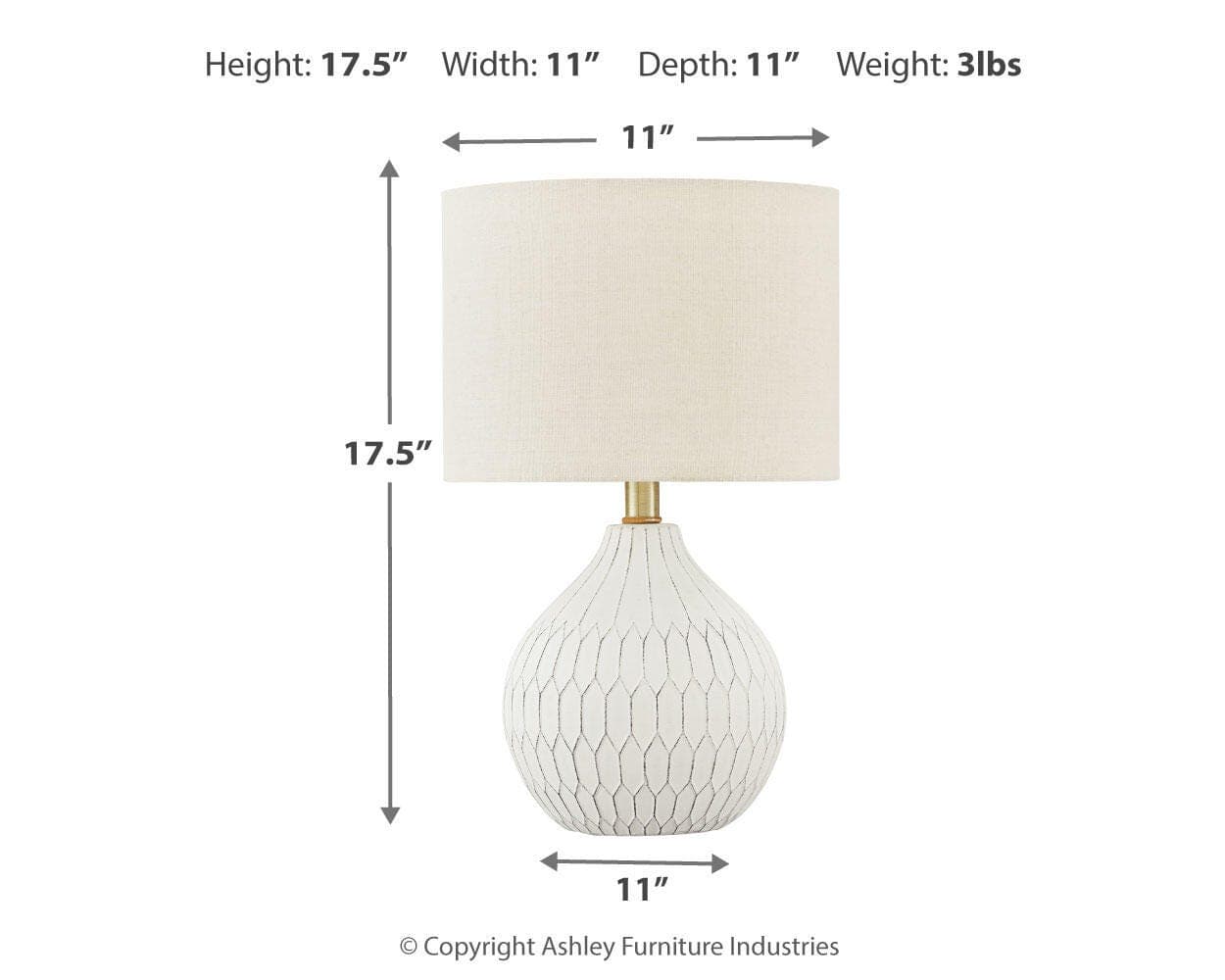 Wardmont Table Lamp — White — view 4