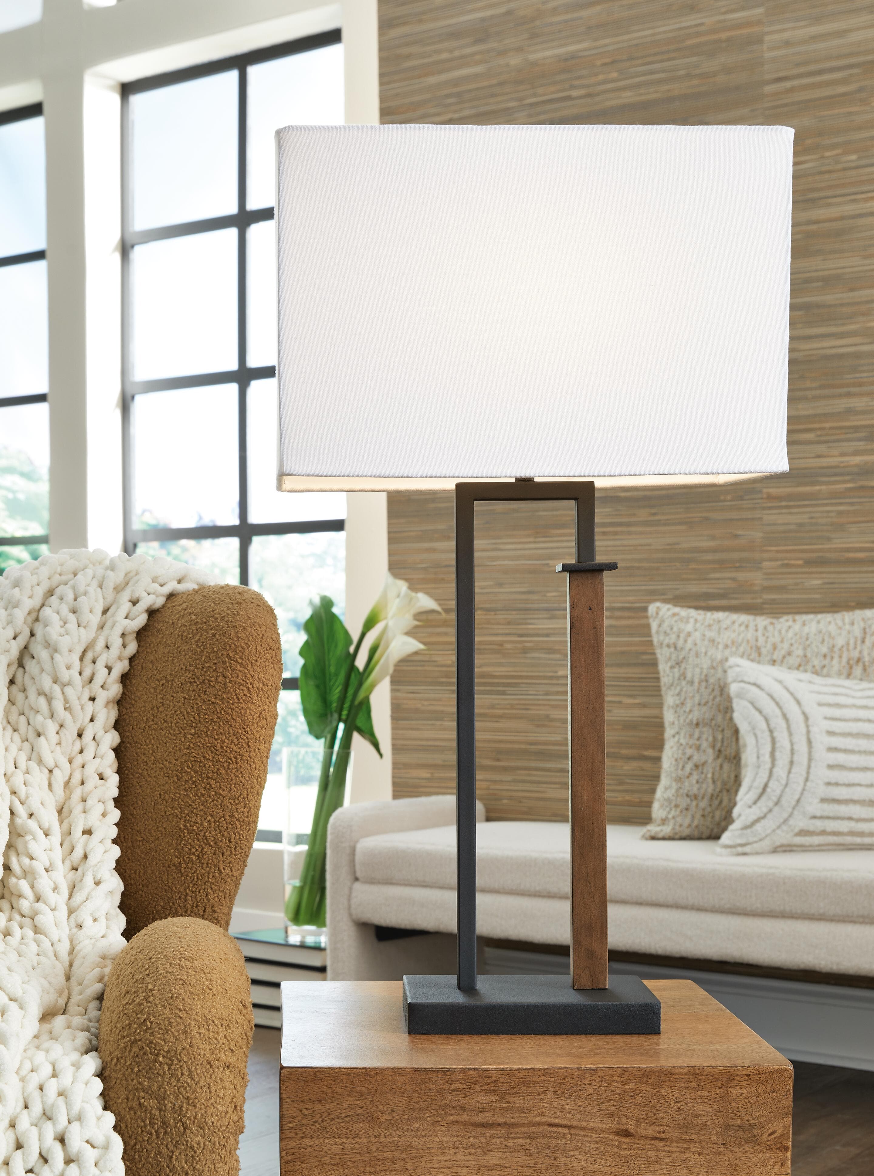 Voslen Table Lamp (Set of 2) — Black/Gray & Brown/Beige — view 2