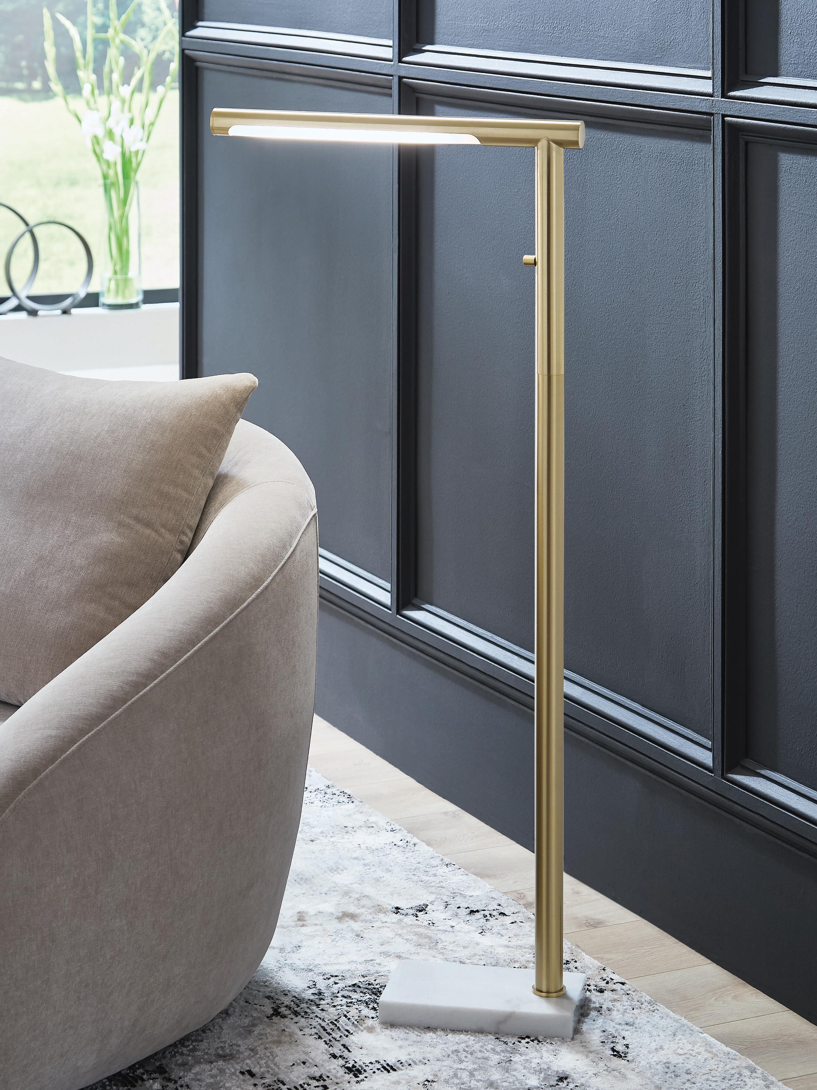 Santiford Floor Lamp — Gold Finish/White — view 2