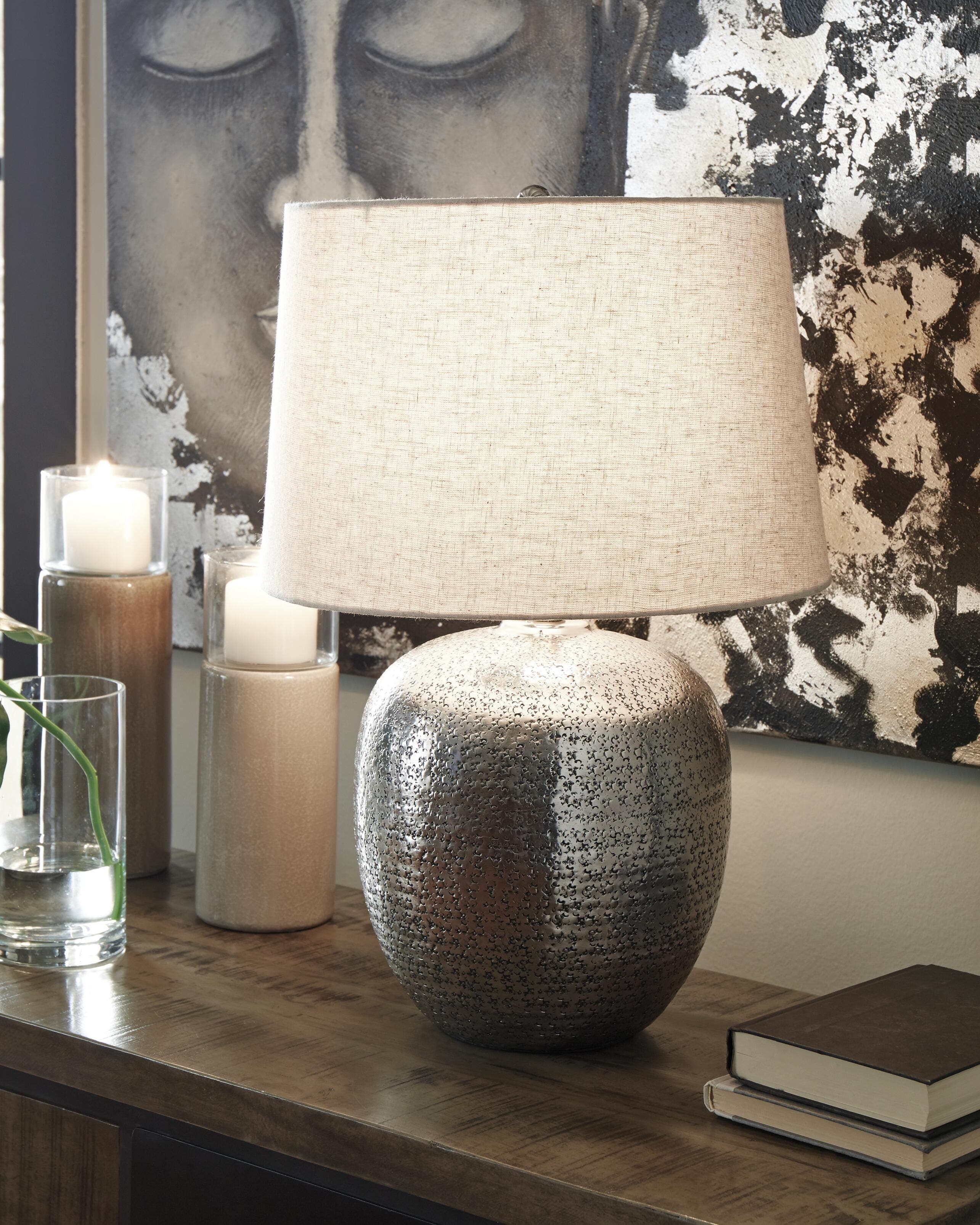 Magalie Table Lamp — Black/Gray & Brown/Beige — view 2