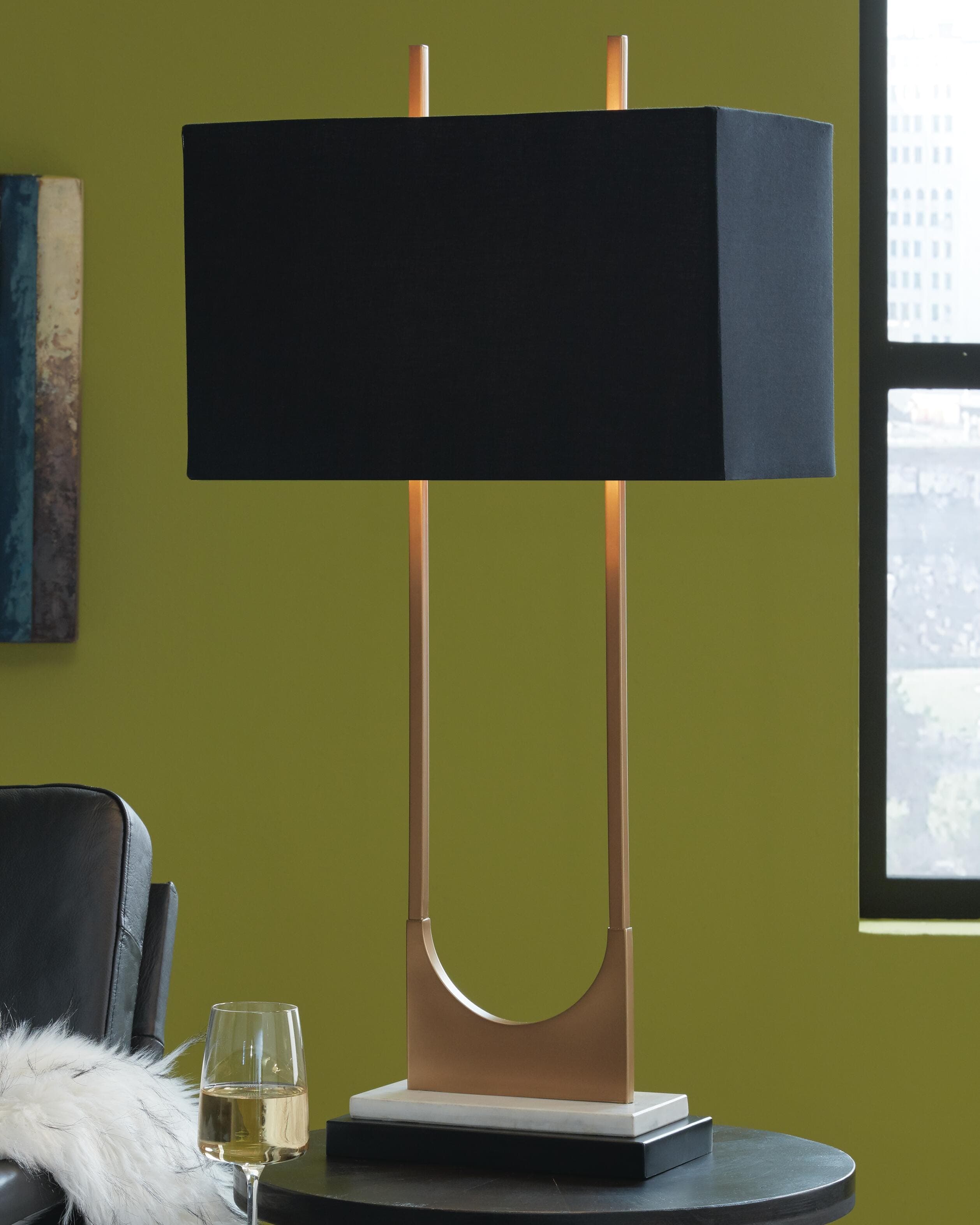 Malana Table Lamp — White, Metallic & Black/Gray — view 2