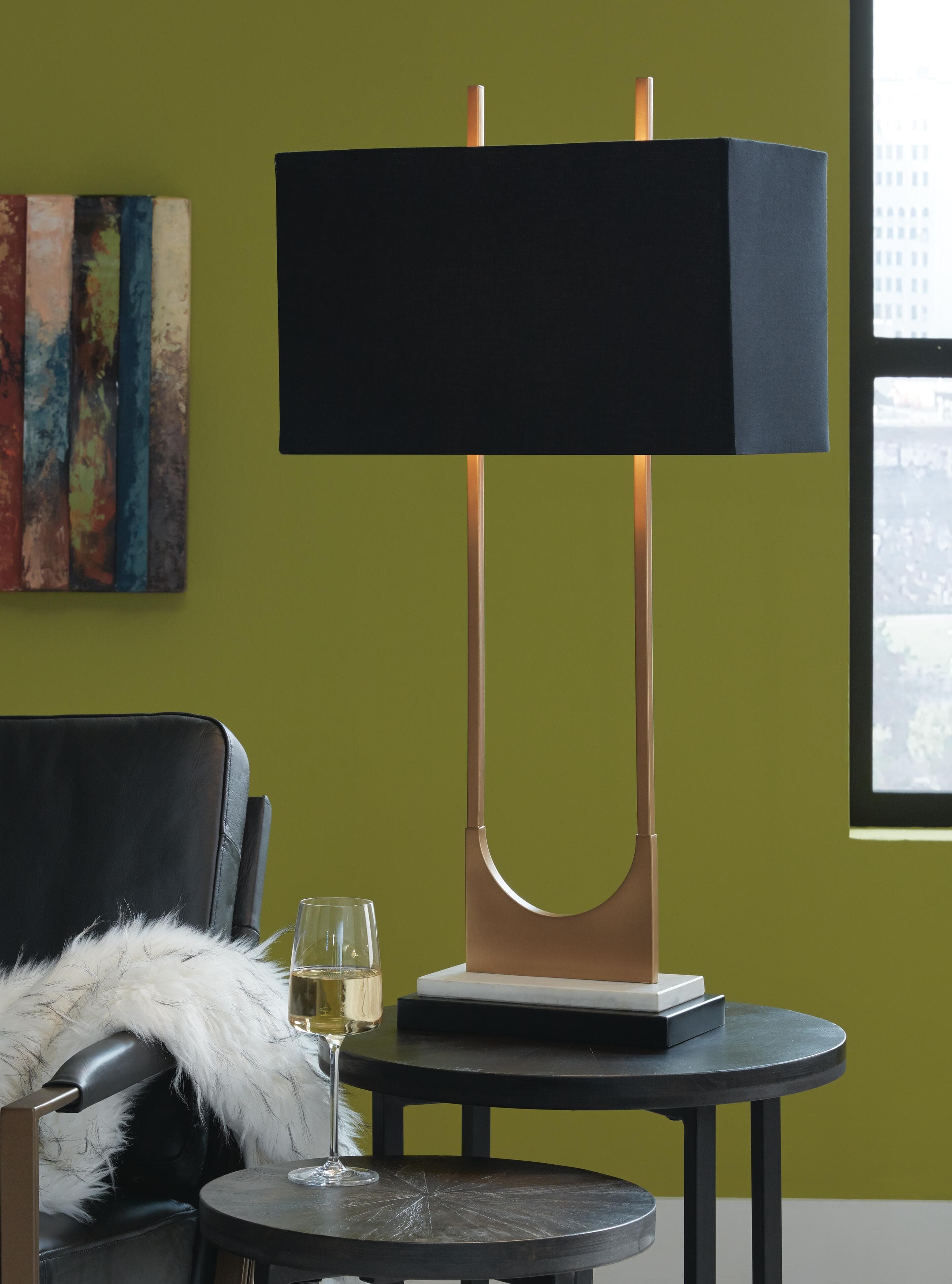 Malana Table Lamp — White, Metallic & Black/Gray — view 3