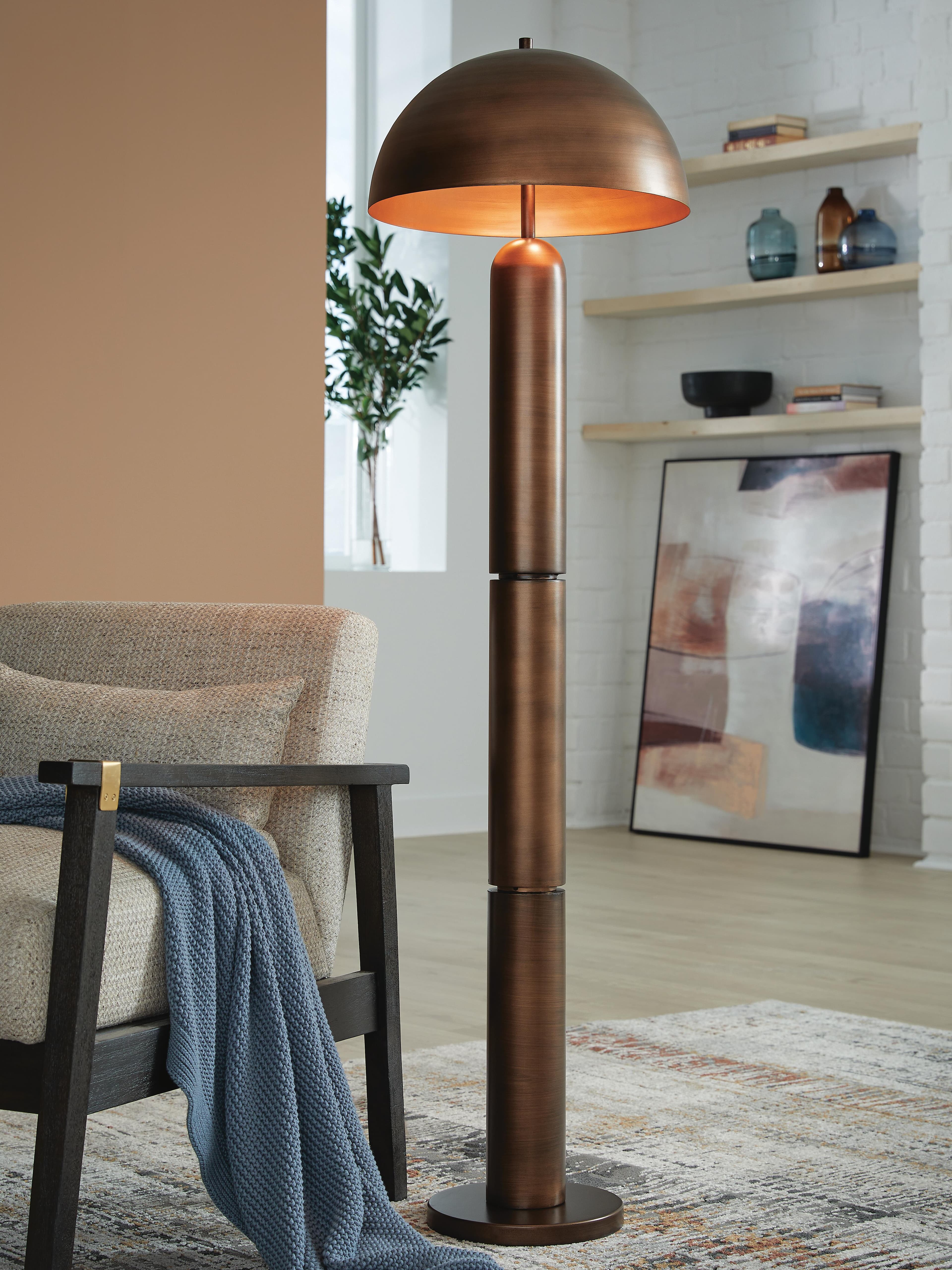 Wendfield Floor Lamp — Metallic & Brown/Beige — view 2