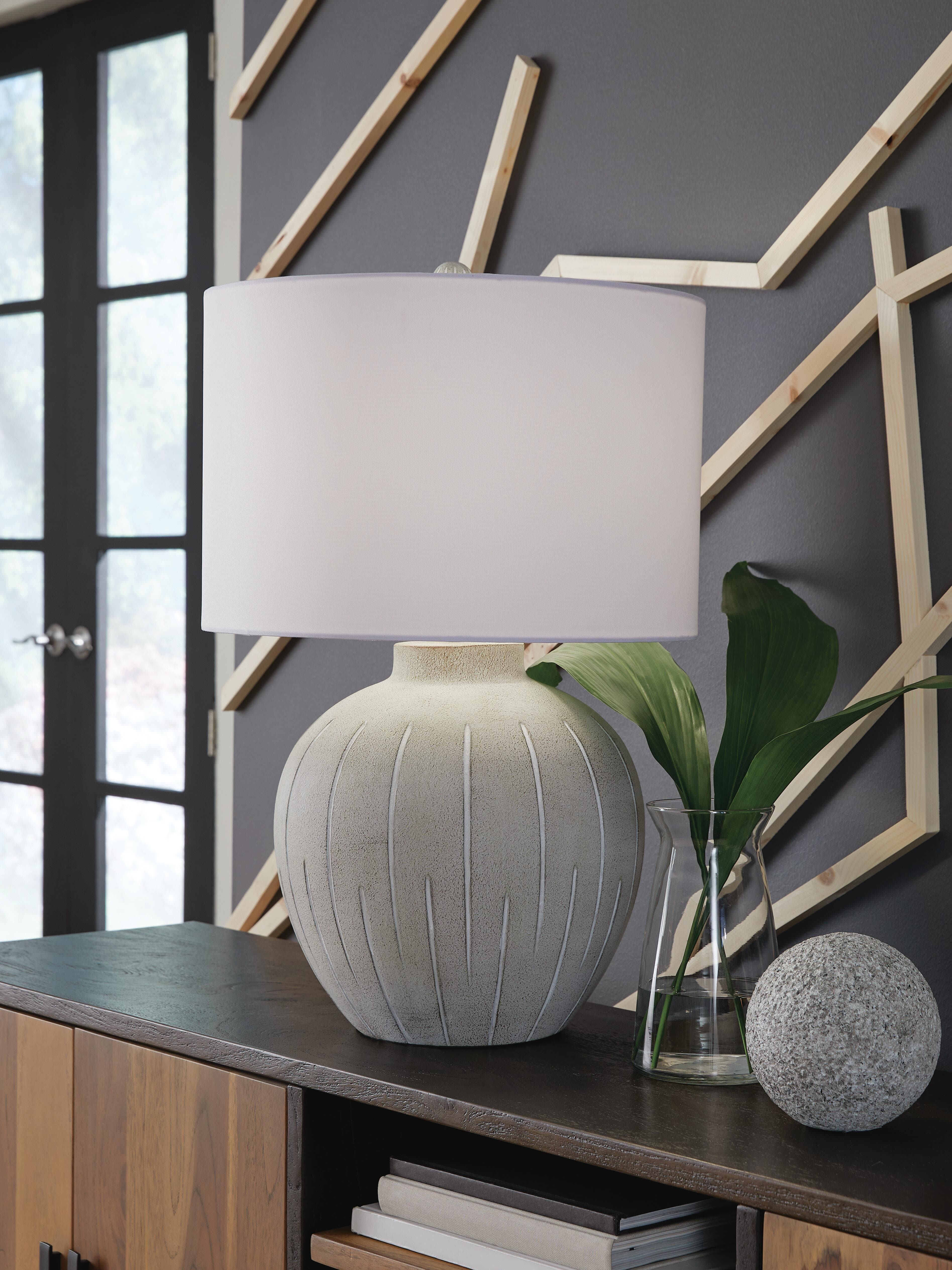 Calbert Table Lamp — White & Black/Gray — view 2