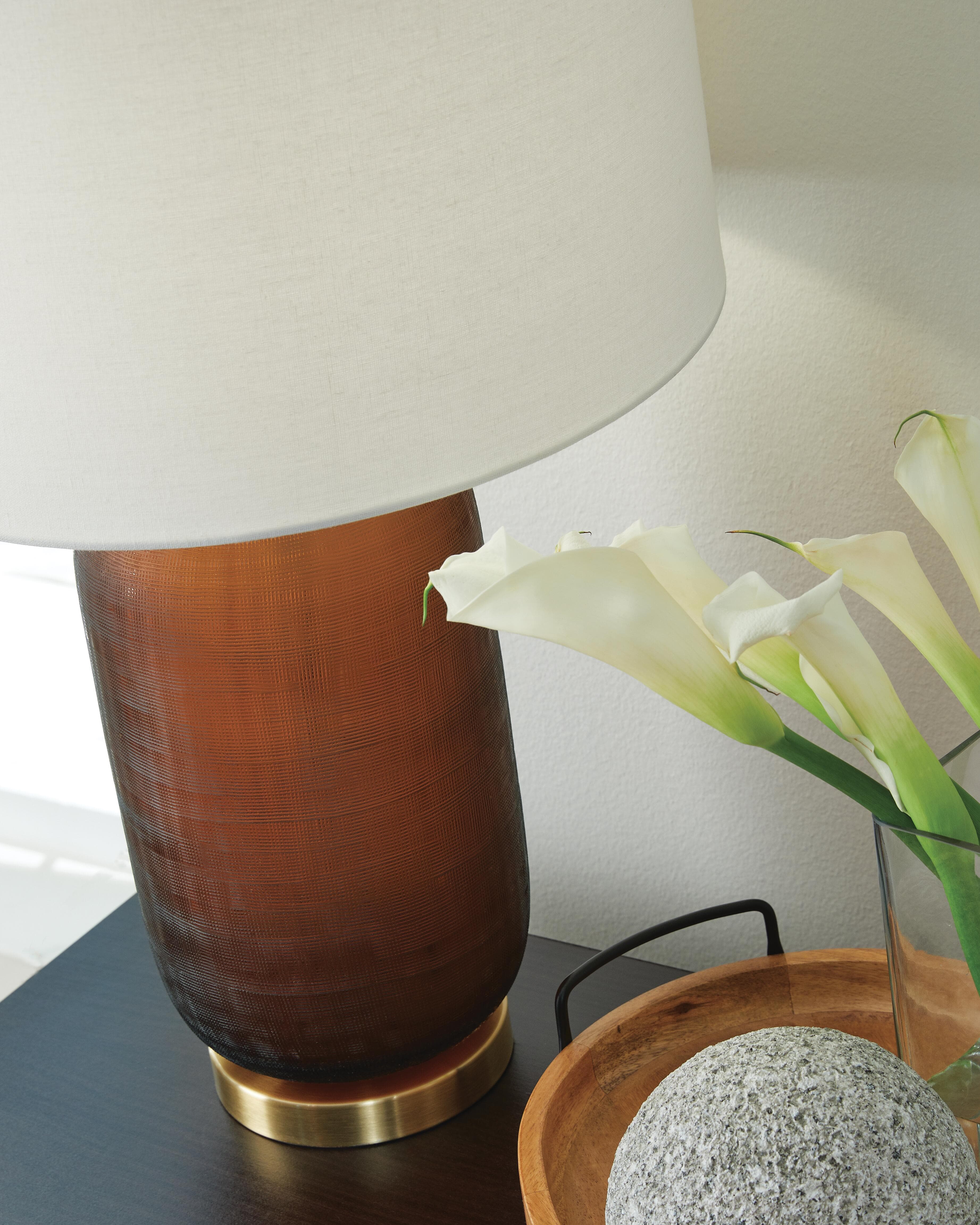 Farberman Table Lamp — Metallic, Yellow & Brown/Beige — view 4