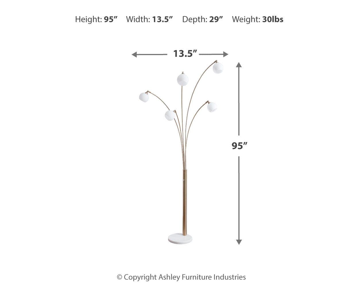 Taliya Arc Lamp — White & Metallic — view 4