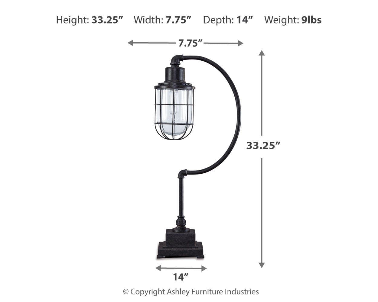 Jae Desk Lamp — Black/Gray & Transparent — view 3