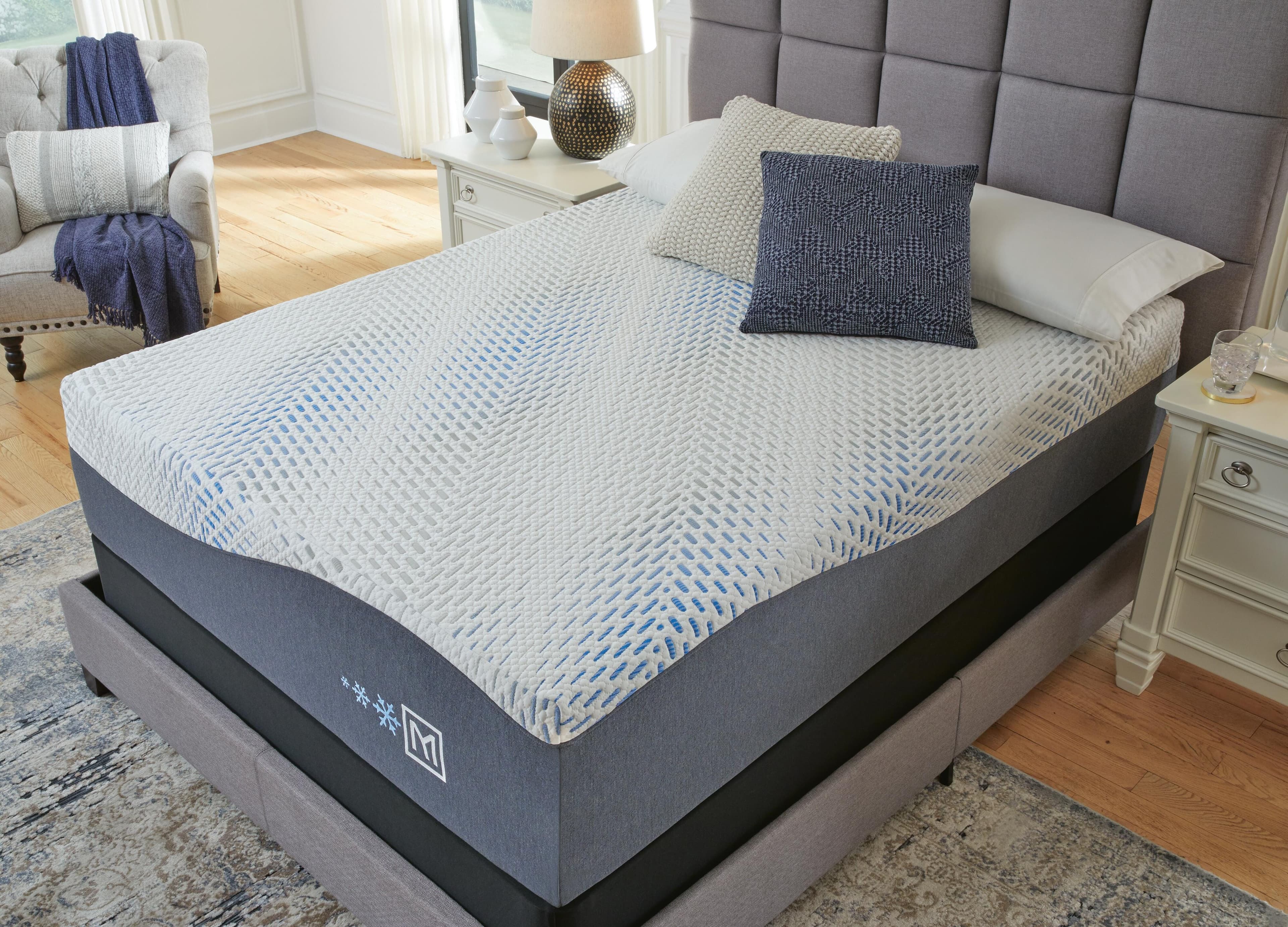 Millennium Luxury Plush Gel Latex Hybrid Queen Mattress — White, Black/Gray & Blue — view 6