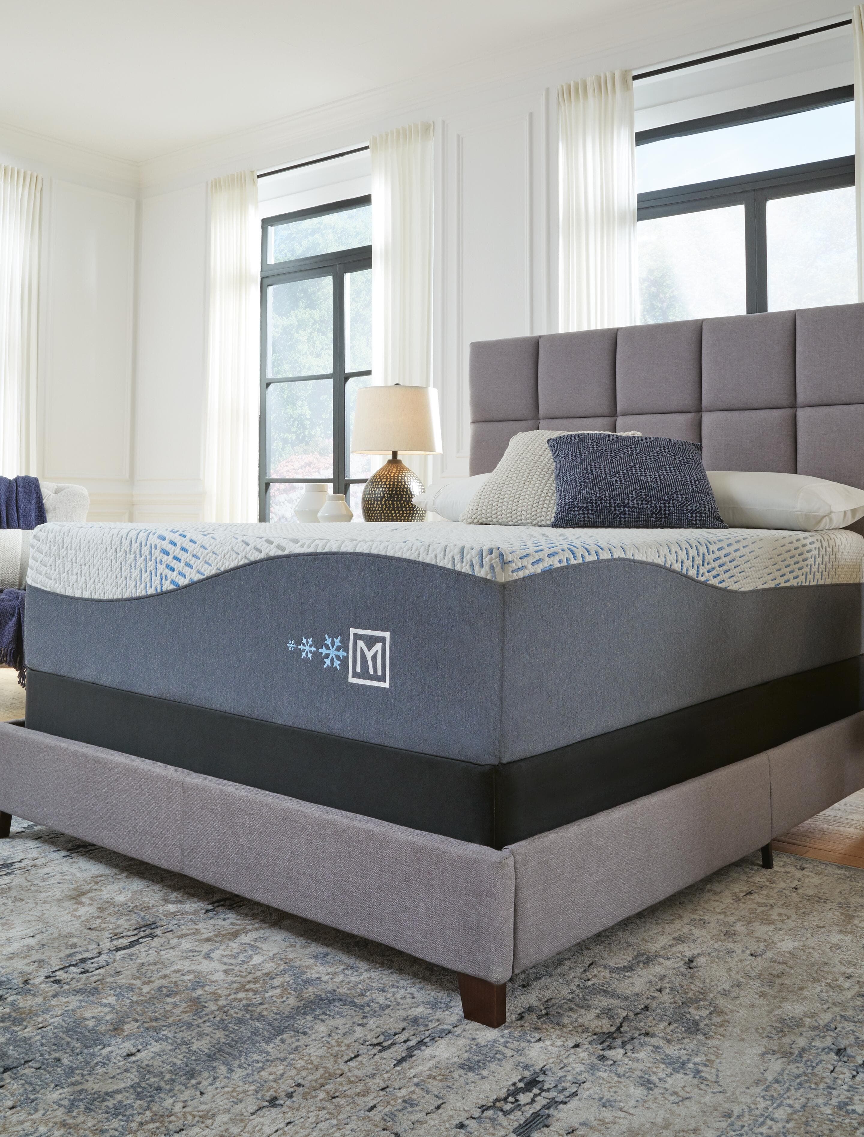 Millennium Luxury Plush Gel Latex Hybrid Queen Mattress — White, Black/Gray & Blue — view 7