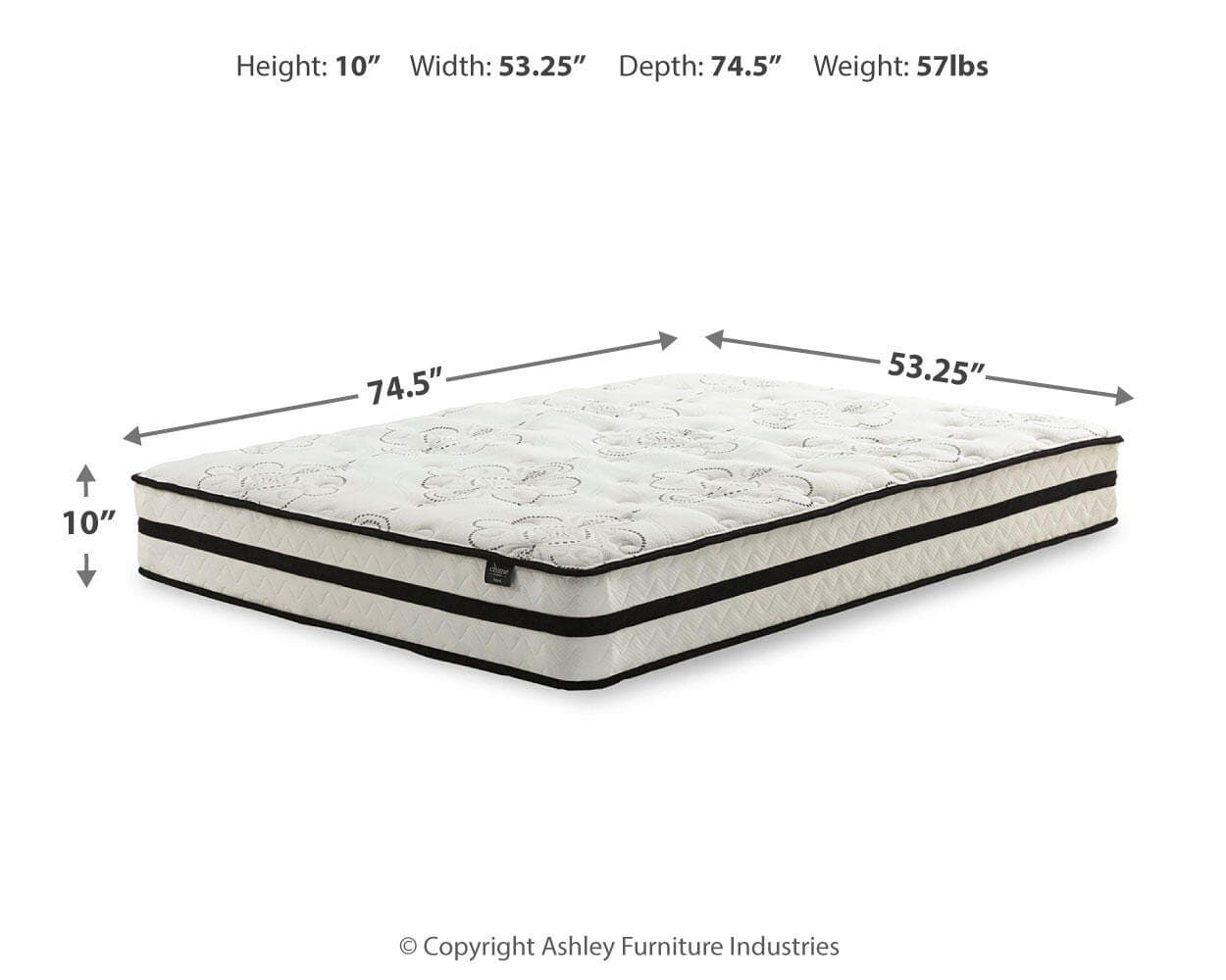 Chime 10 Inch Hybrid Full Mattress in a Box — White & Black/Gray — view 4