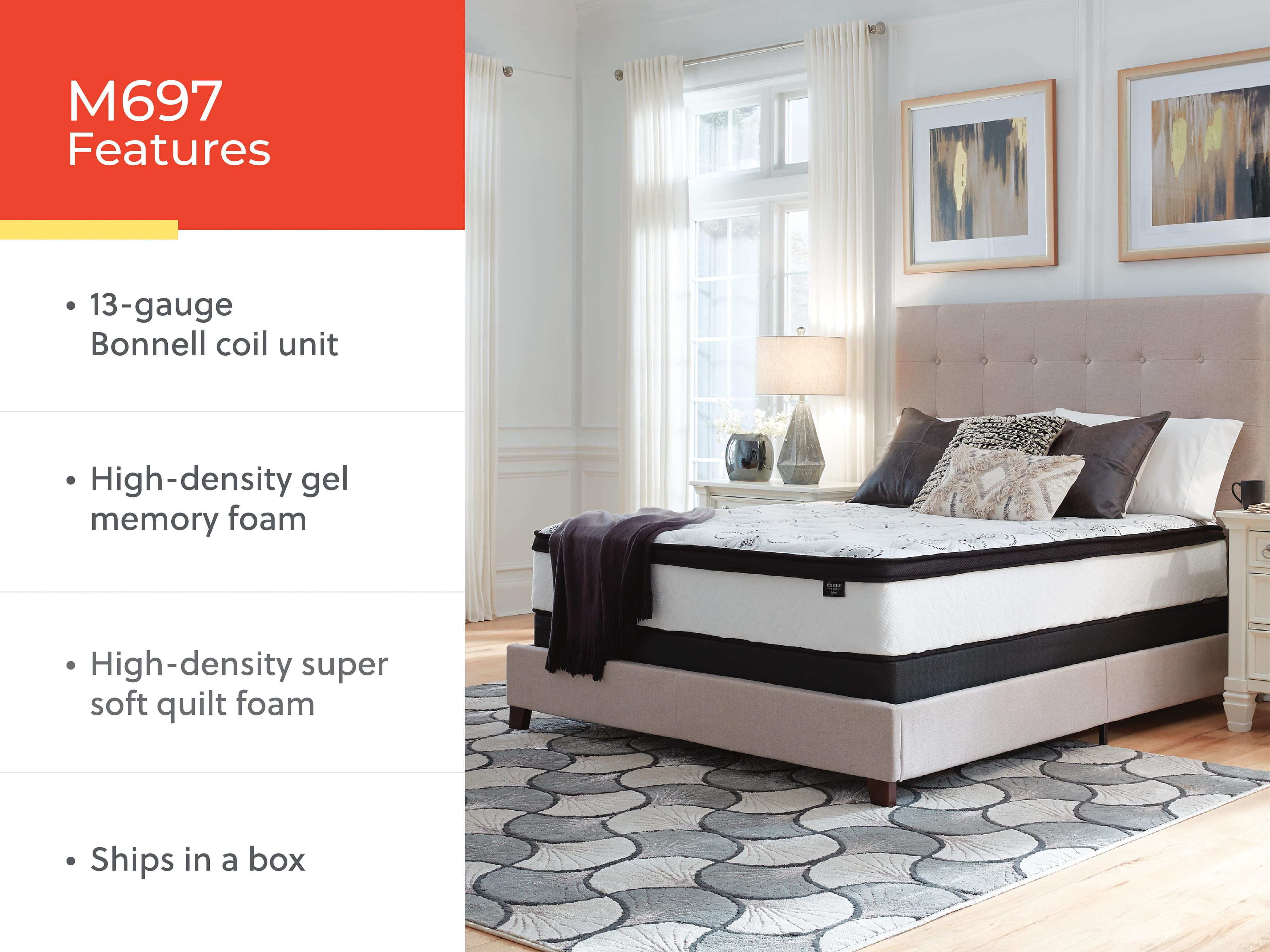 Chime 12 Inch Hybrid Twin Mattress in a Box — White & Black/Gray — view 6